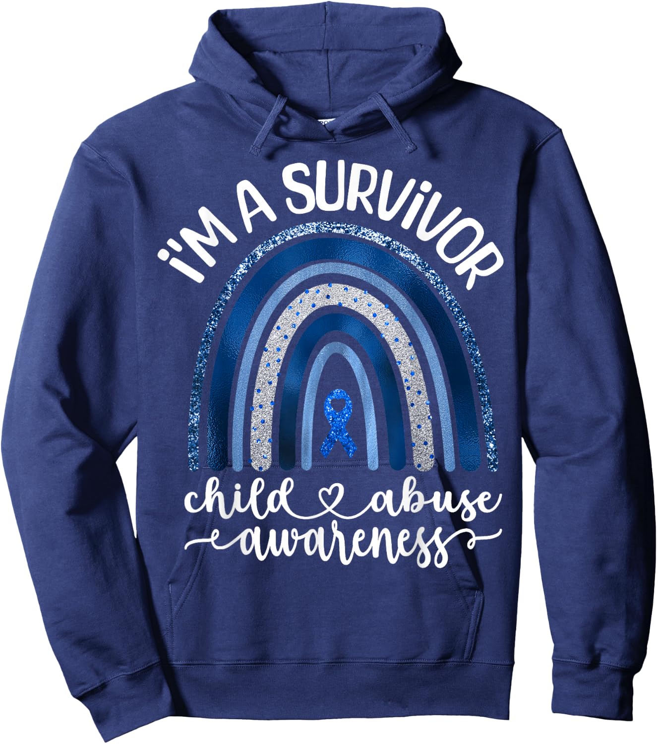 Child Abuse Survivor Child Abuse Prevention Month Rainbow Hoodie - Hoodie | Navy