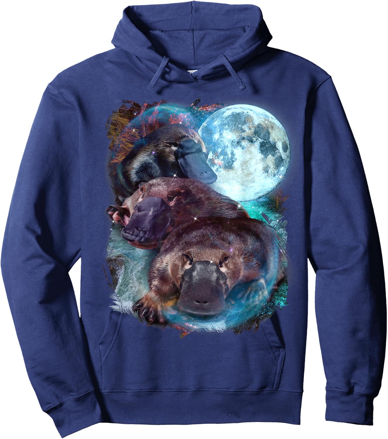 3 Moon Platypus Duckbill Mammal Graphic Animal Lover Novelty Hoodie - Hoodie | Navy