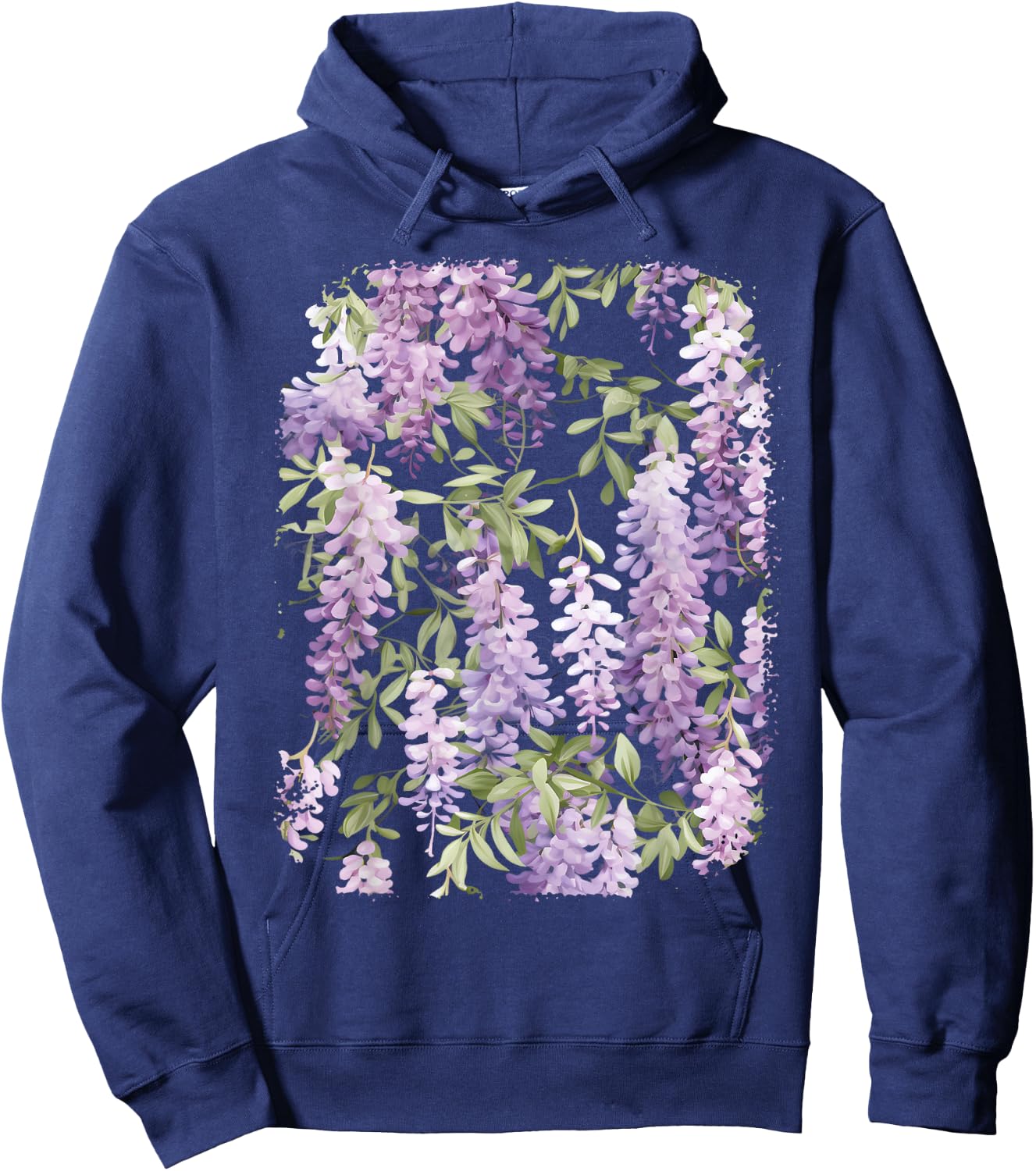 Wisteria Flower Bouquet Plant Lover Floral Pattern Design Hoodie - Hoodie | Navy