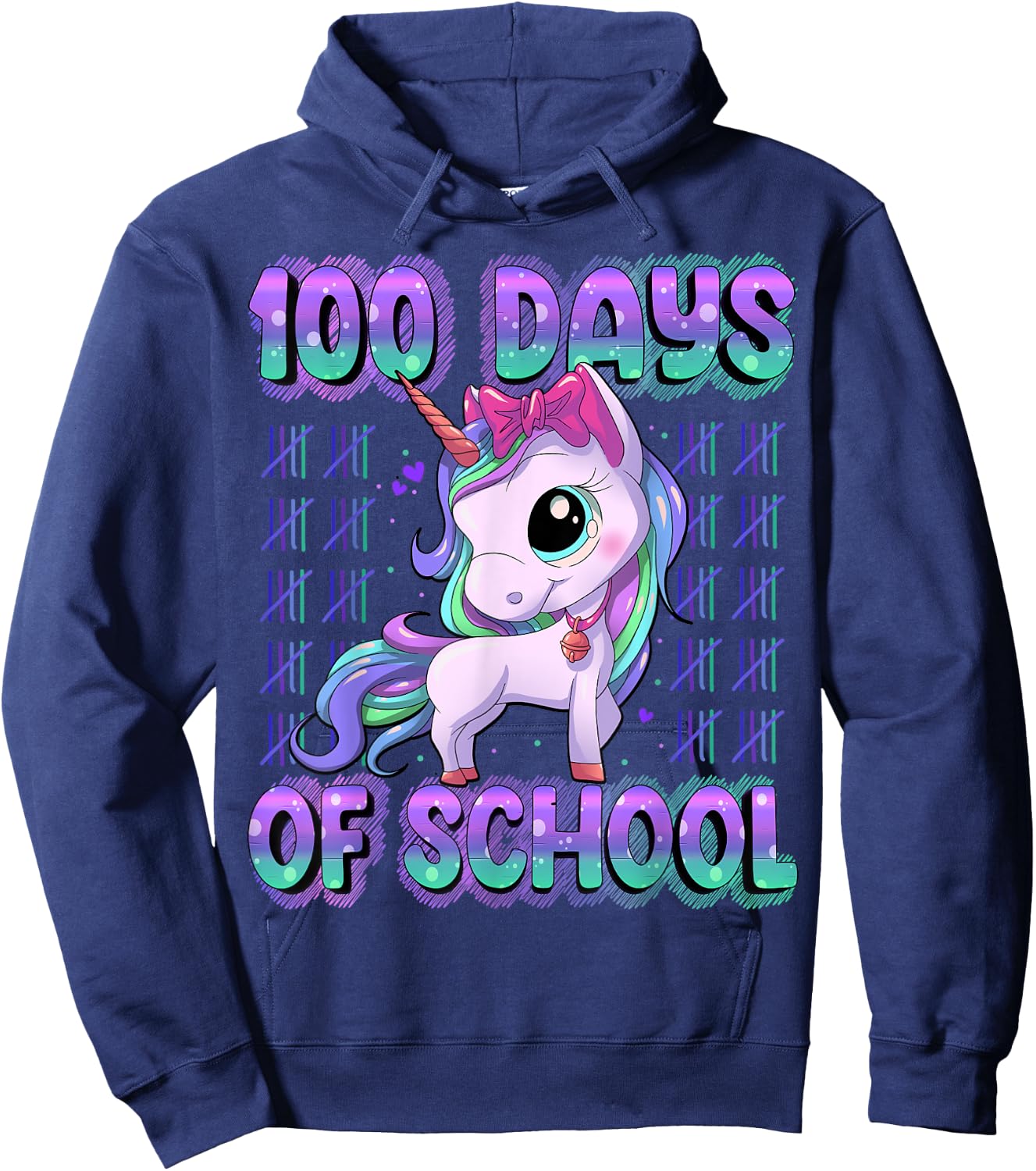 100 Magical Day of School Unicorn Shirts 100 Days Smarter Kids School Shirt Black Short Sleeve Small Hoodie - Hoodie | Navy