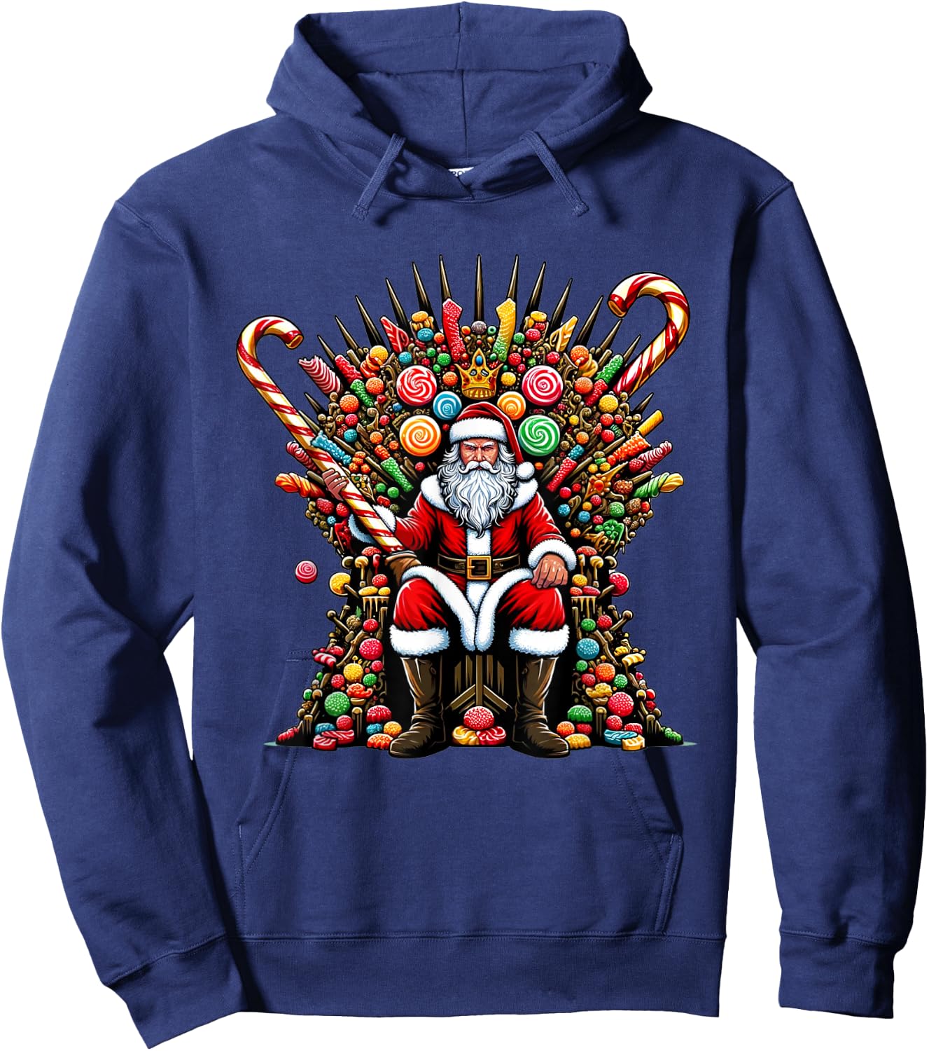 Candy Santa on a Festive Throne - Christmas Game Of Candy Hoodie - Hoodie | Navy