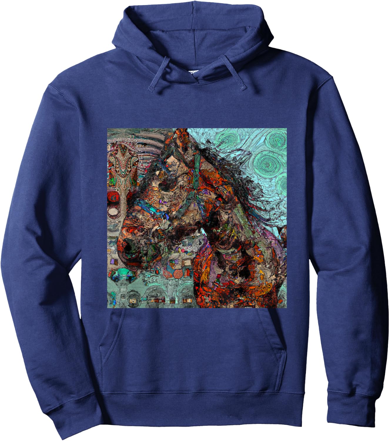 Horse Tribal Abstract Native American Art Design Hoodie - Hoodie | Navy