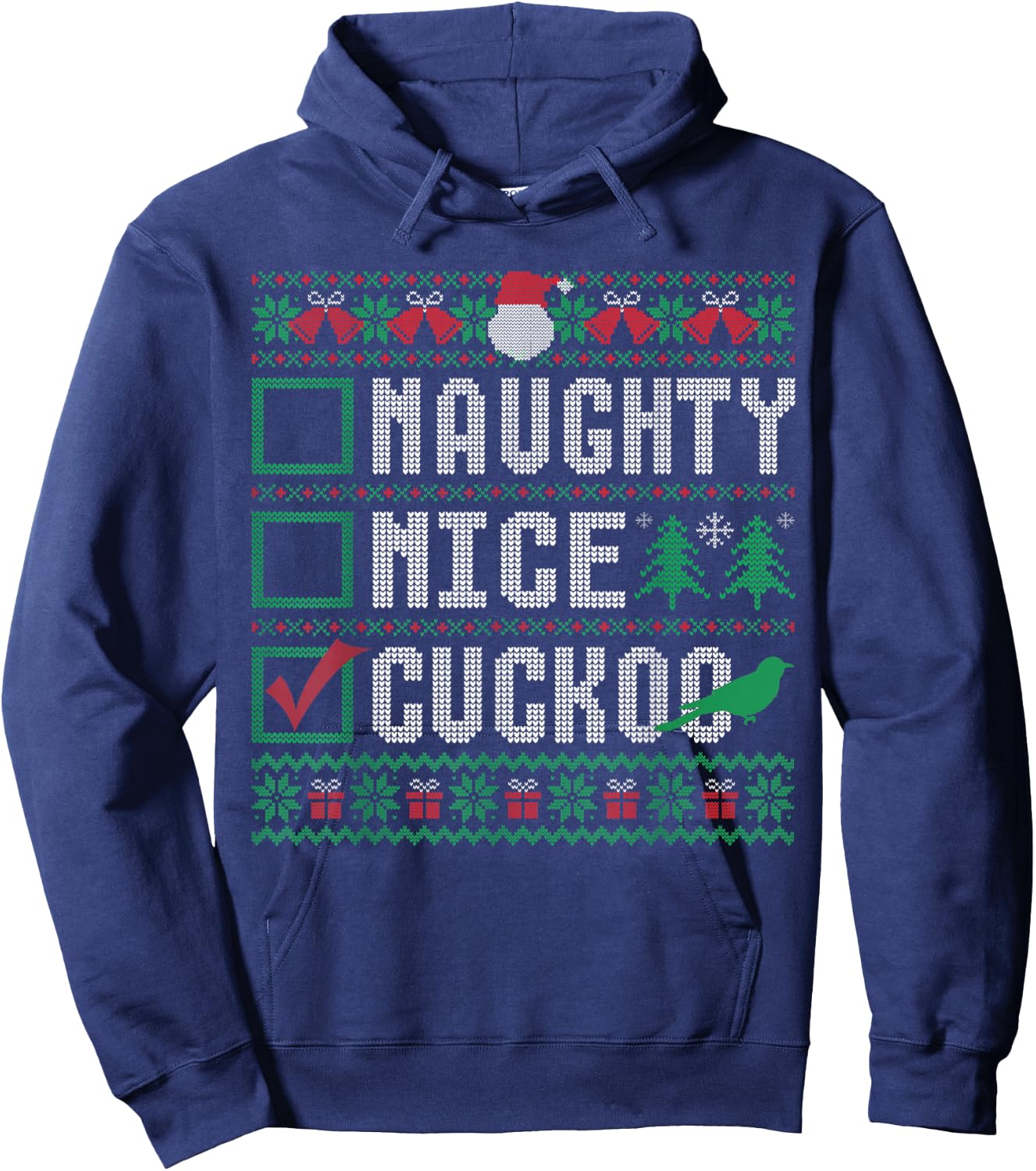Naughty Nice Cuckoo Birds Animal Lovers Christmas List Hoodie - Hoodie | Navy