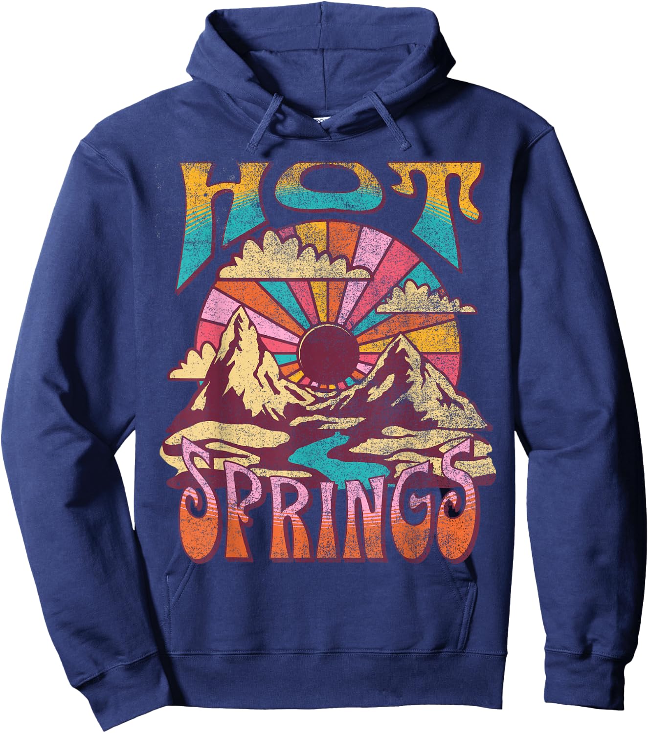 Hot Springs Arkansas Nature Hiking Mountains Outdoors Retro Hoodie - Hoodie | Navy