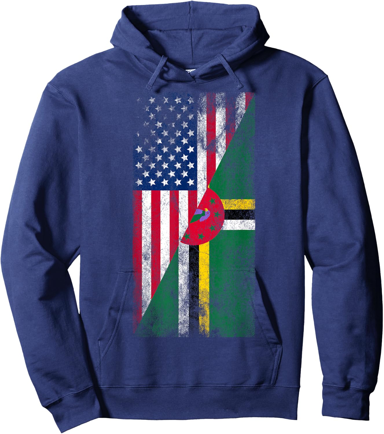 USA & Dominica Flags - United States of America, Dominican Hoodie - Hoodie | Navy