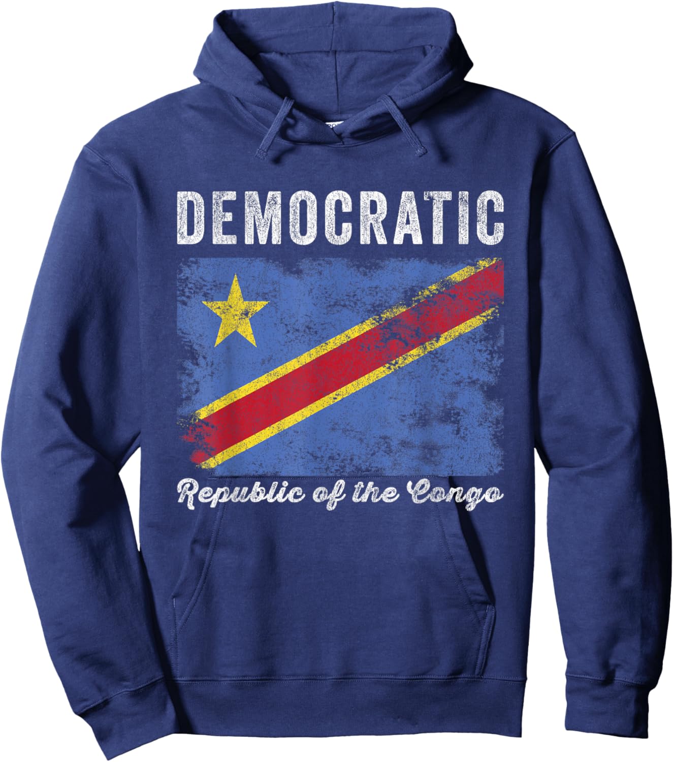 Democratic Republic of the Congo Flag Distressed Hoodie - Hoodie | Navy