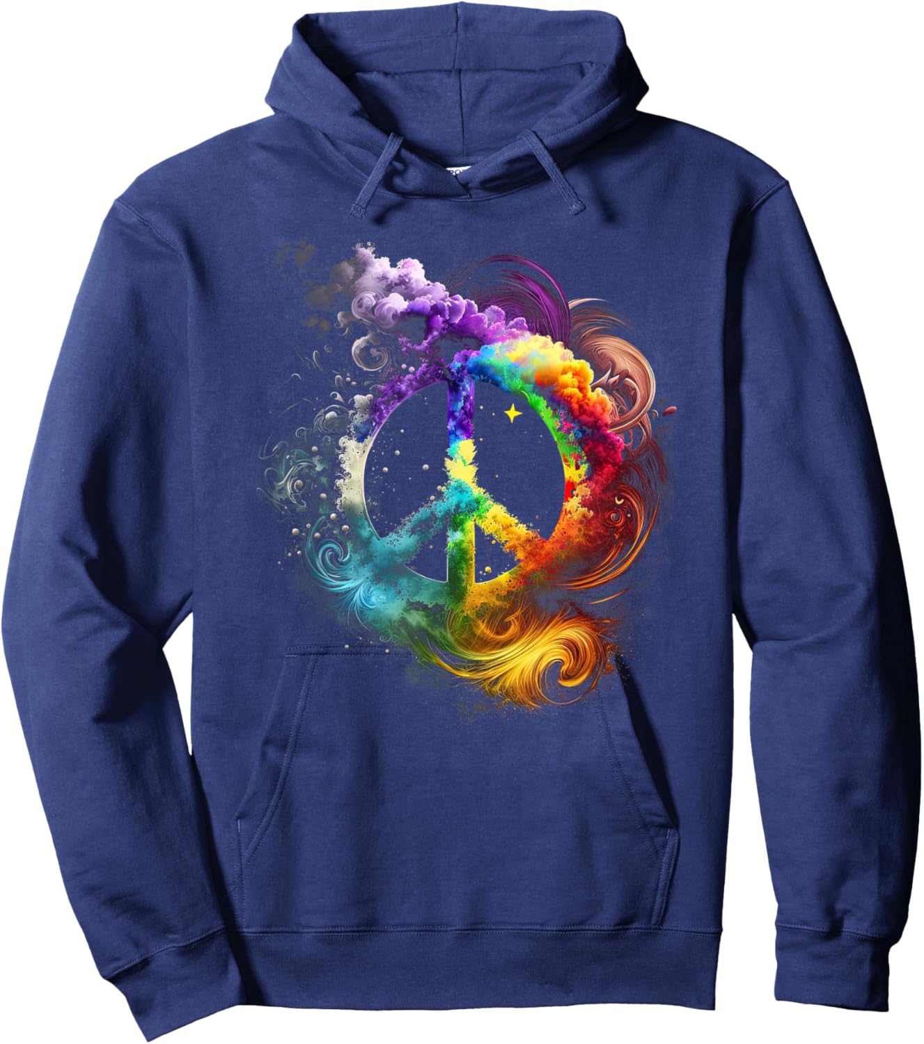 Peace sign of freedom hippie flower child space science Hoodie - Hoodie | Navy