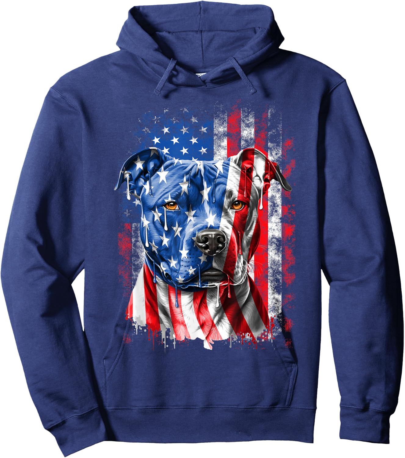 Abab Patriotic Pitbull Dog Lover Owner 4th Of July Retro Pitbull Dog & American Flag Independence Day July 4th Hoodie - Hoodie | Navy