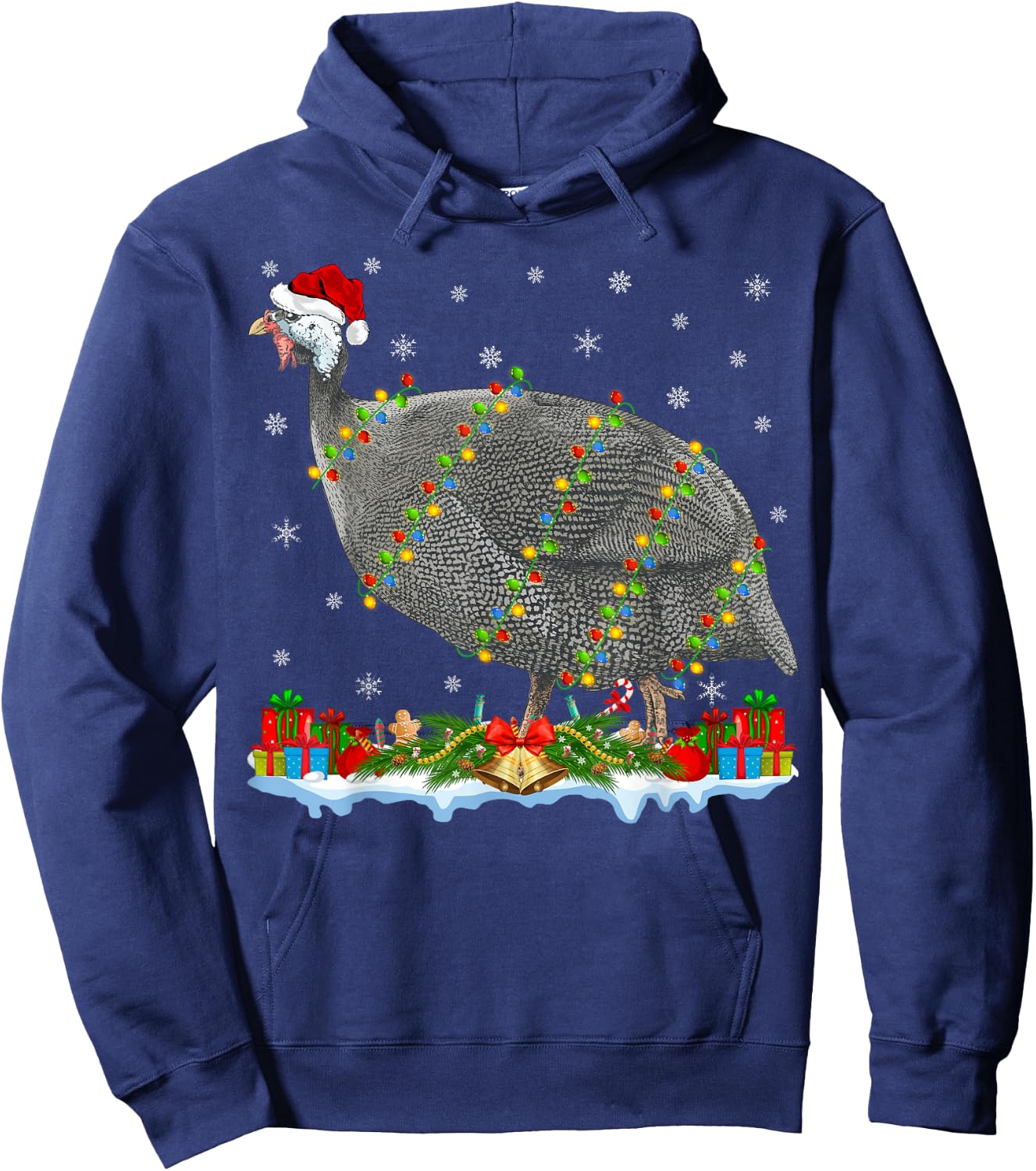 Guinea Fowl Lover Matching Santa Hat Guinea Fowl Christmas Hoodie - Hoodie | Navy