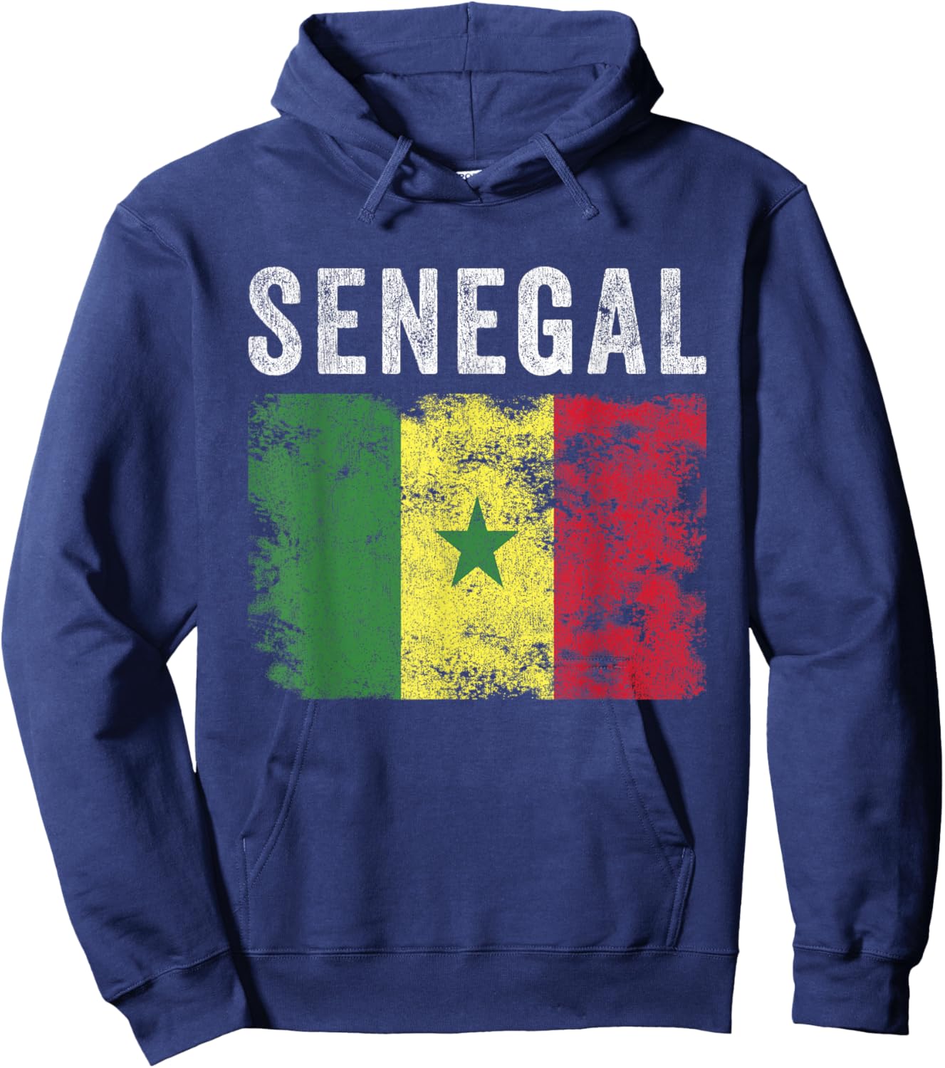 Senegal Flag Distressed - Men Women Kids - Senegalese Flag Hoodie - Hoodie | Navy