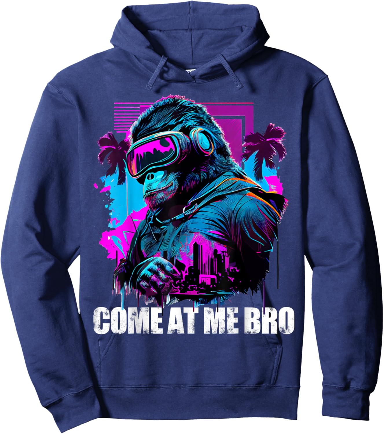 Come At Me Bro Funny Gorilla Monkey VR Gamer Virtual Reality Hoodie - Hoodie | Navy