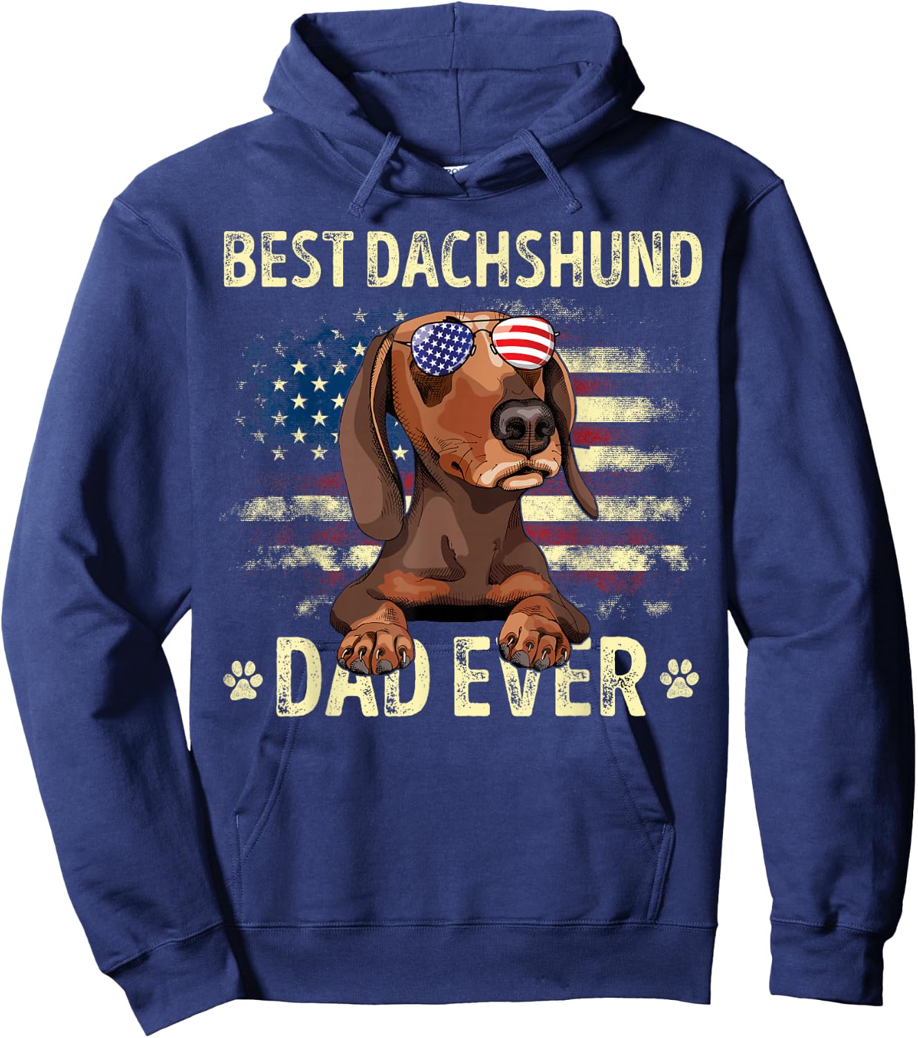Dachshund Dad Flag American Best Dog Dad Ever Dachshund Men Hoodie - Hoodie | Navy