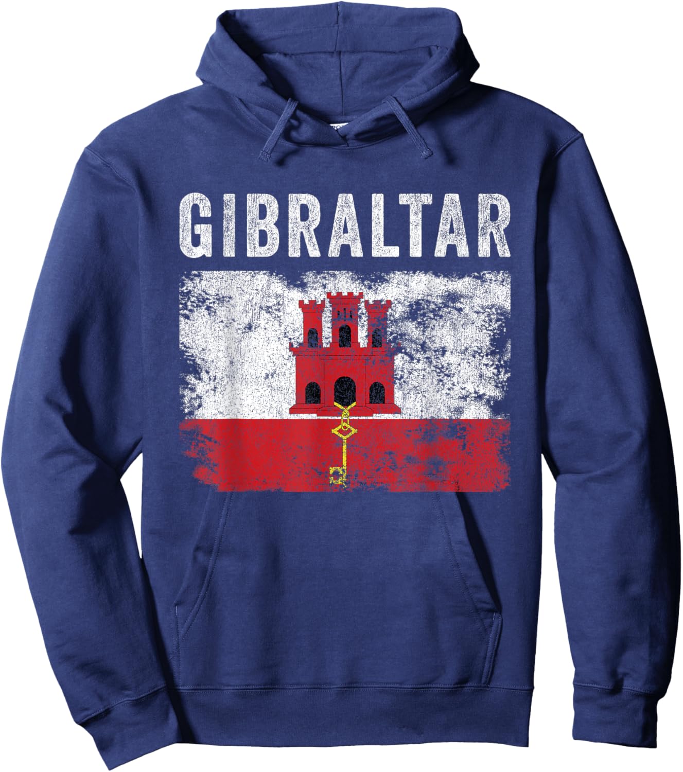 Gibraltar Flag Distressed - Men Women - Gibraltarian Flag Hoodie - Hoodie | Navy