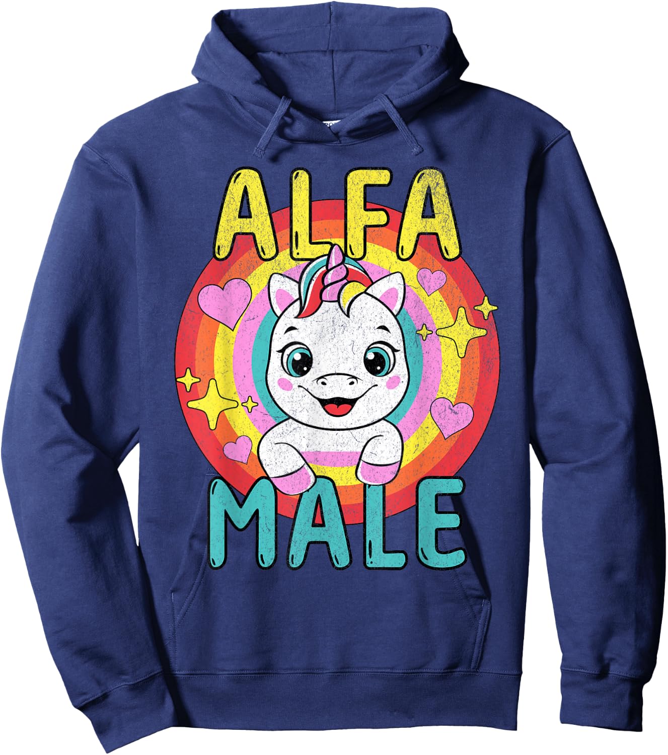 Unicorn Alpha Male Sarcastic Humor Rainbow Embarrassing Hoodie - Hoodie | Navy