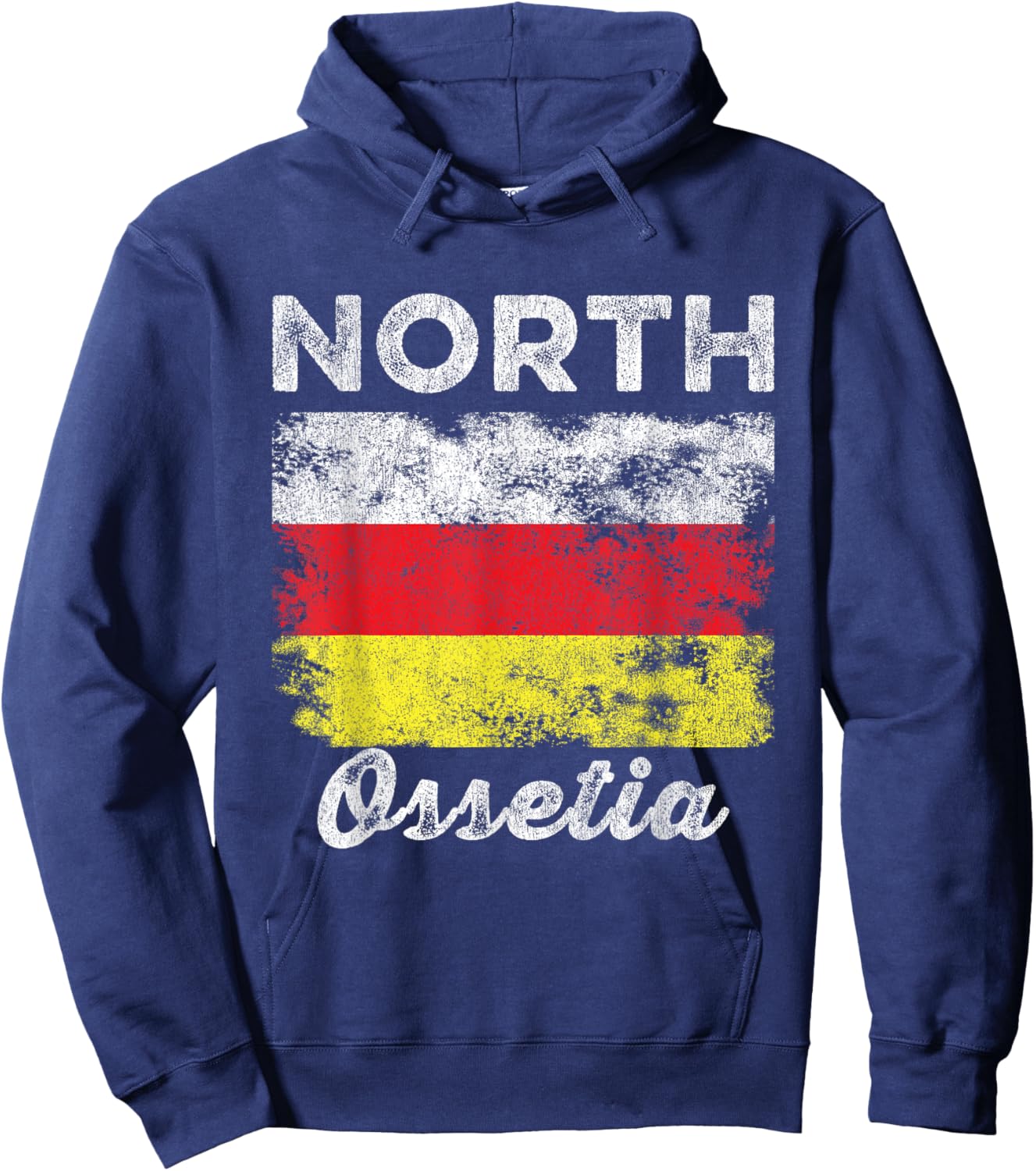 North Ossetia Flag Vintage - Men Women - North Ossetian Flag Hoodie - Hoodie | Navy