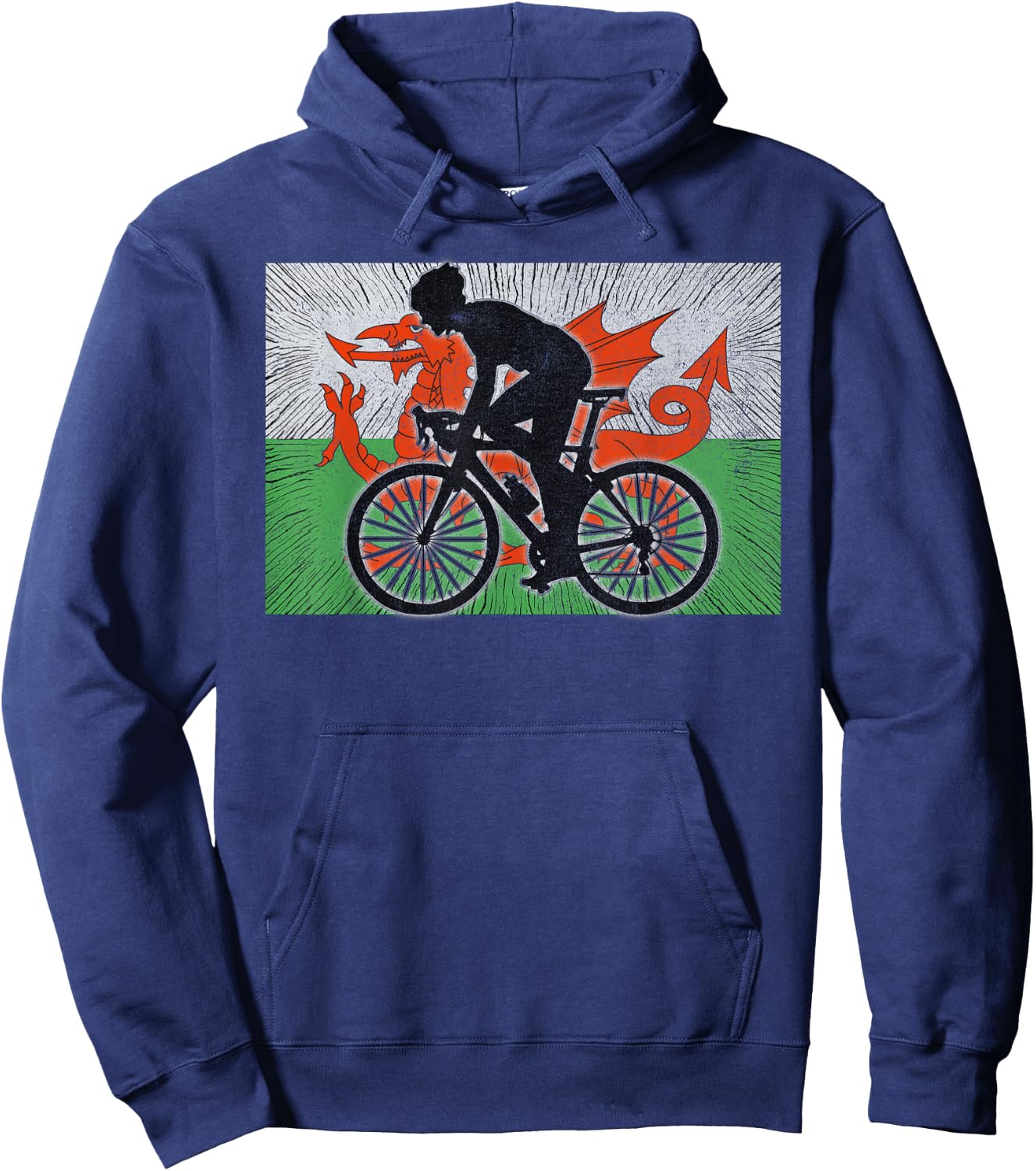 Wales Flag Bicycle Cycling Hoodie - Hoodie | Navy