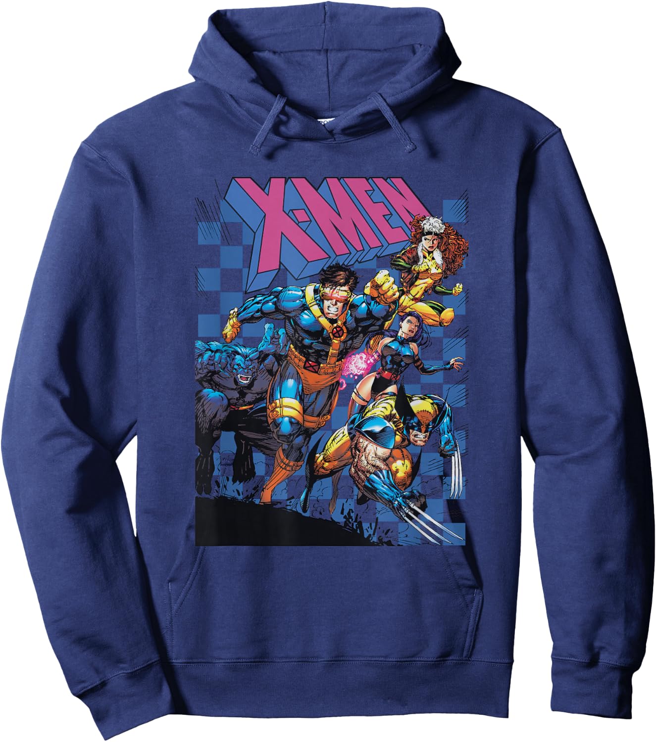 Marvel X-Men Classic Team Lineup Charging Into Battle Retro Hoodie - Hoodie | Navy
