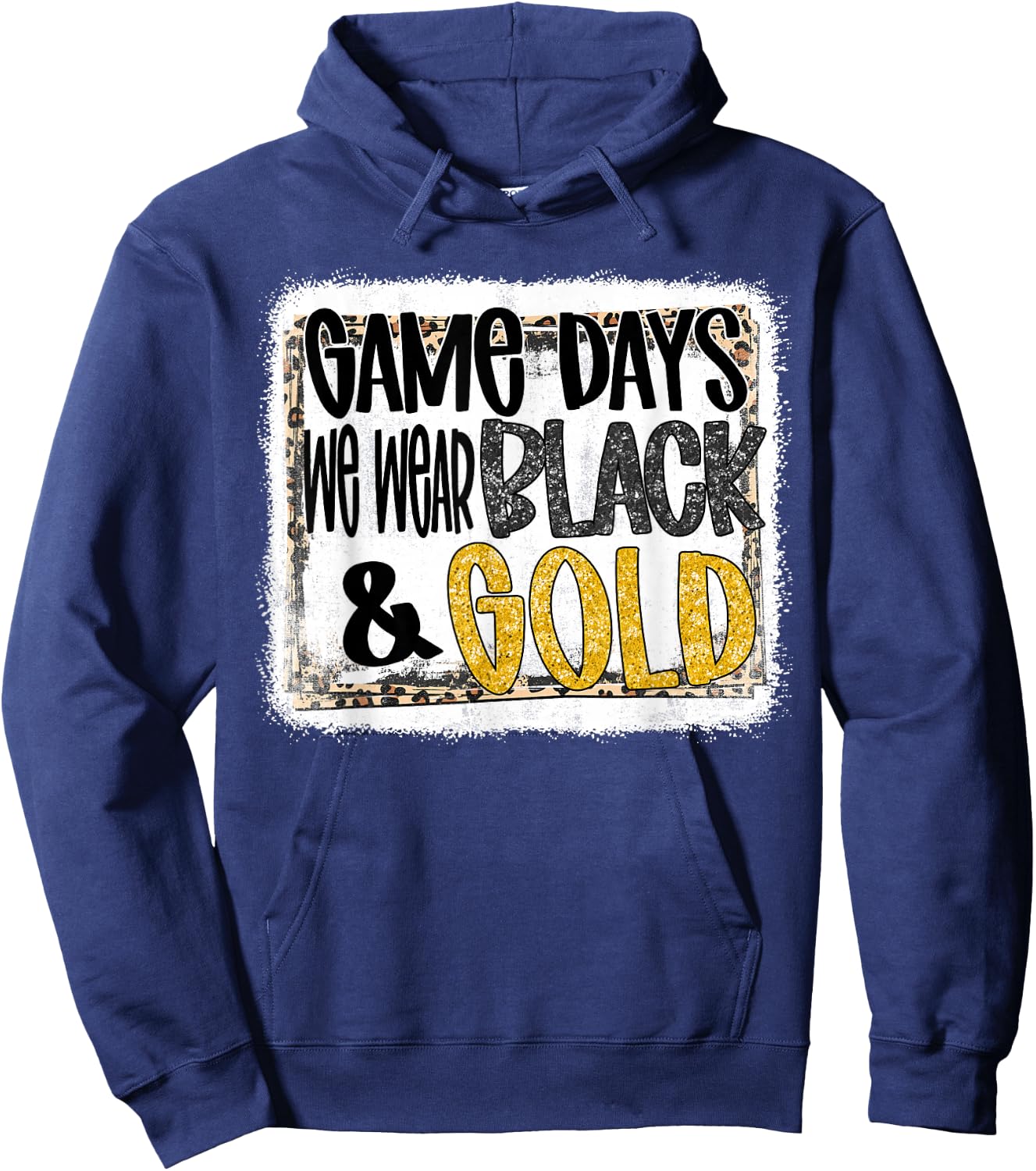 On Gameday Football We Wear Black and Gold School Spirit Hoodie - Hoodie | Navy