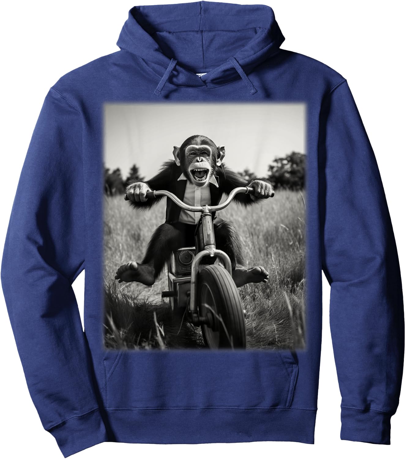 Funny Cute Monkey Chimp Riding Vintage Bicycle Men Woman Hoodie - Hoodie | Navy
