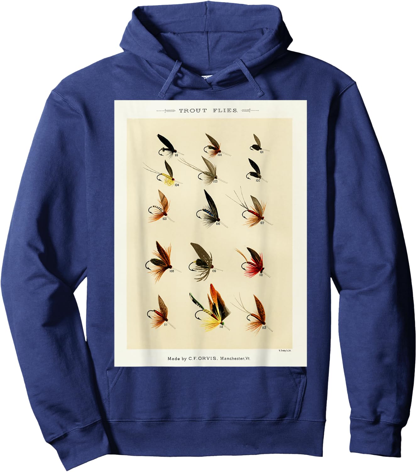 Vintage Trout Fishing Flies Mary Orvis Fisherman Art Hoodie - Hoodie | Navy