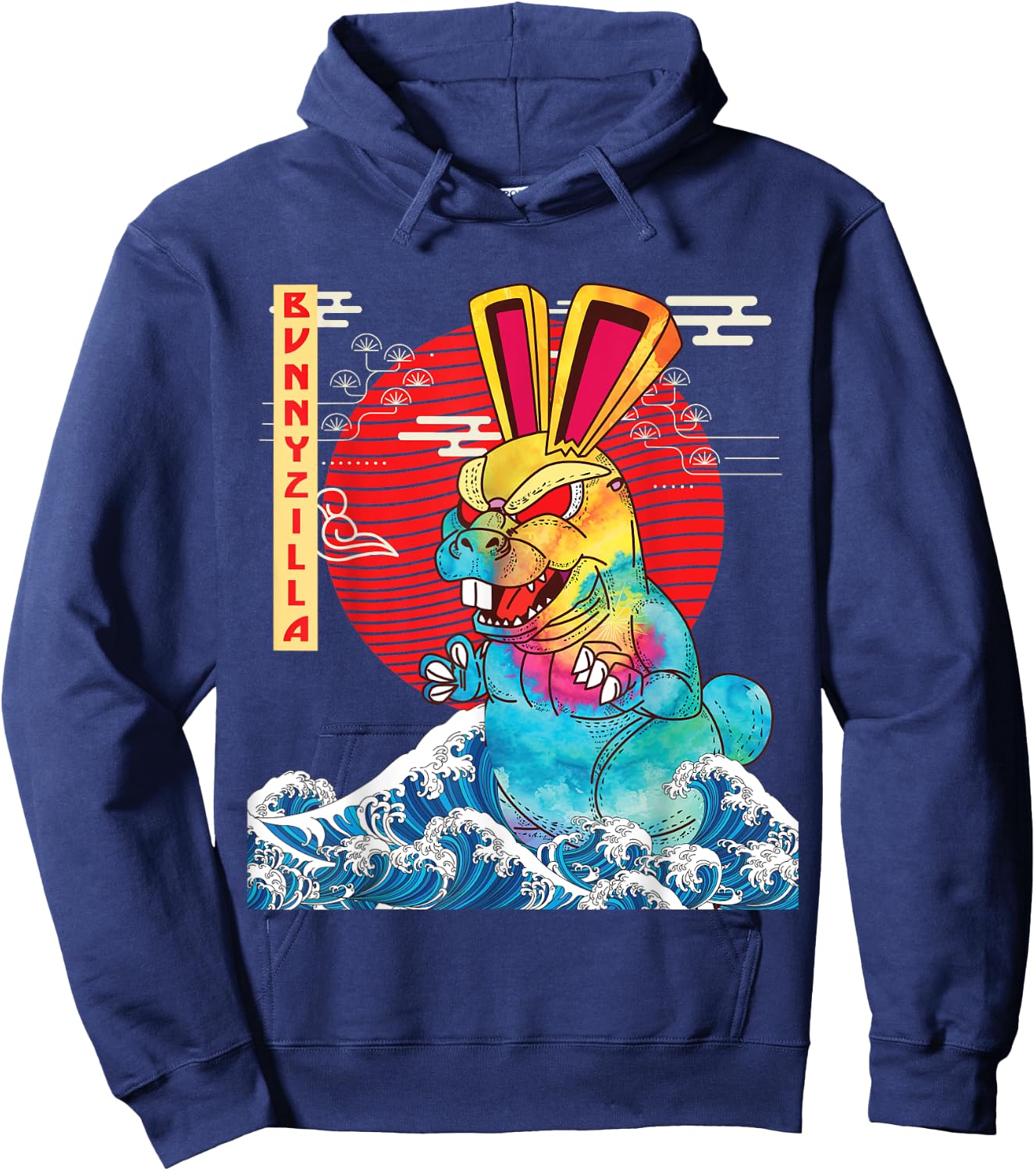 BunnyZilla Vintage Funny Cute Rabbit Art Japanese Sunset Hoodie - Hoodie | Navy