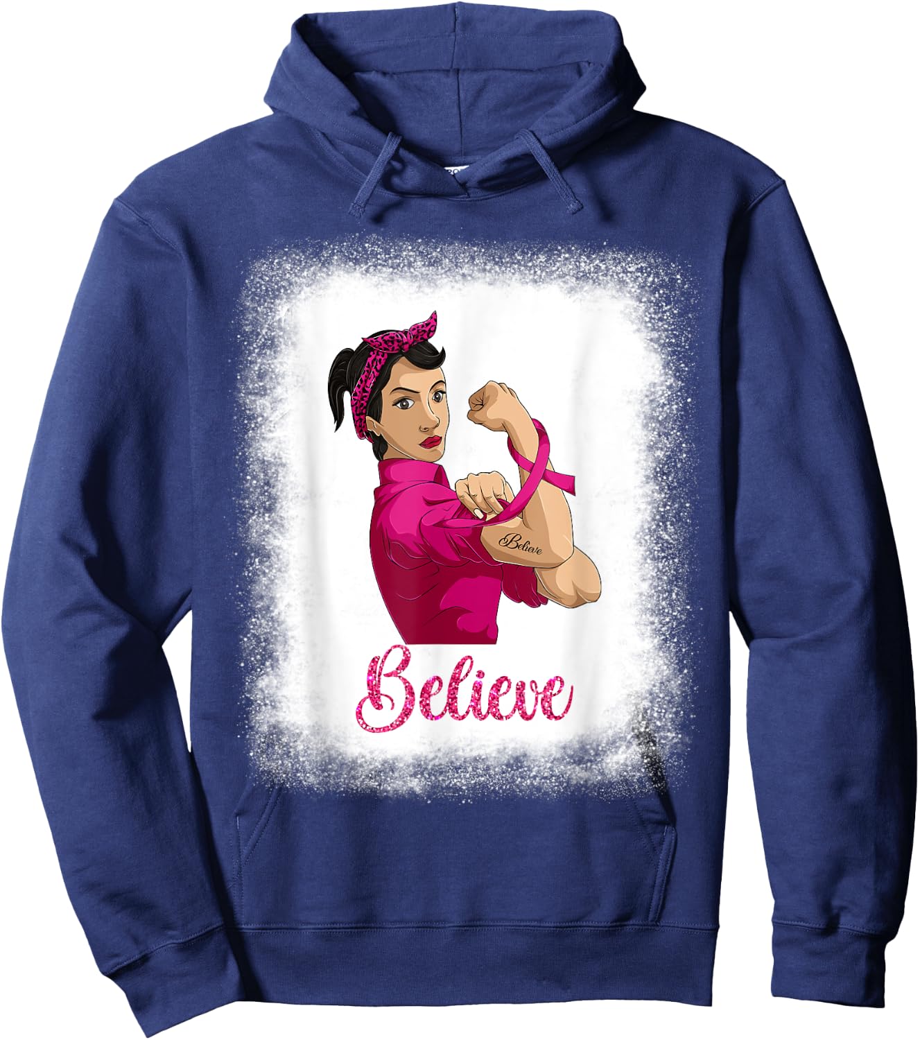 Latina Women Breast Cancer Shirt, Believe Rosie The Riveter Hoodie - Hoodie | Navy