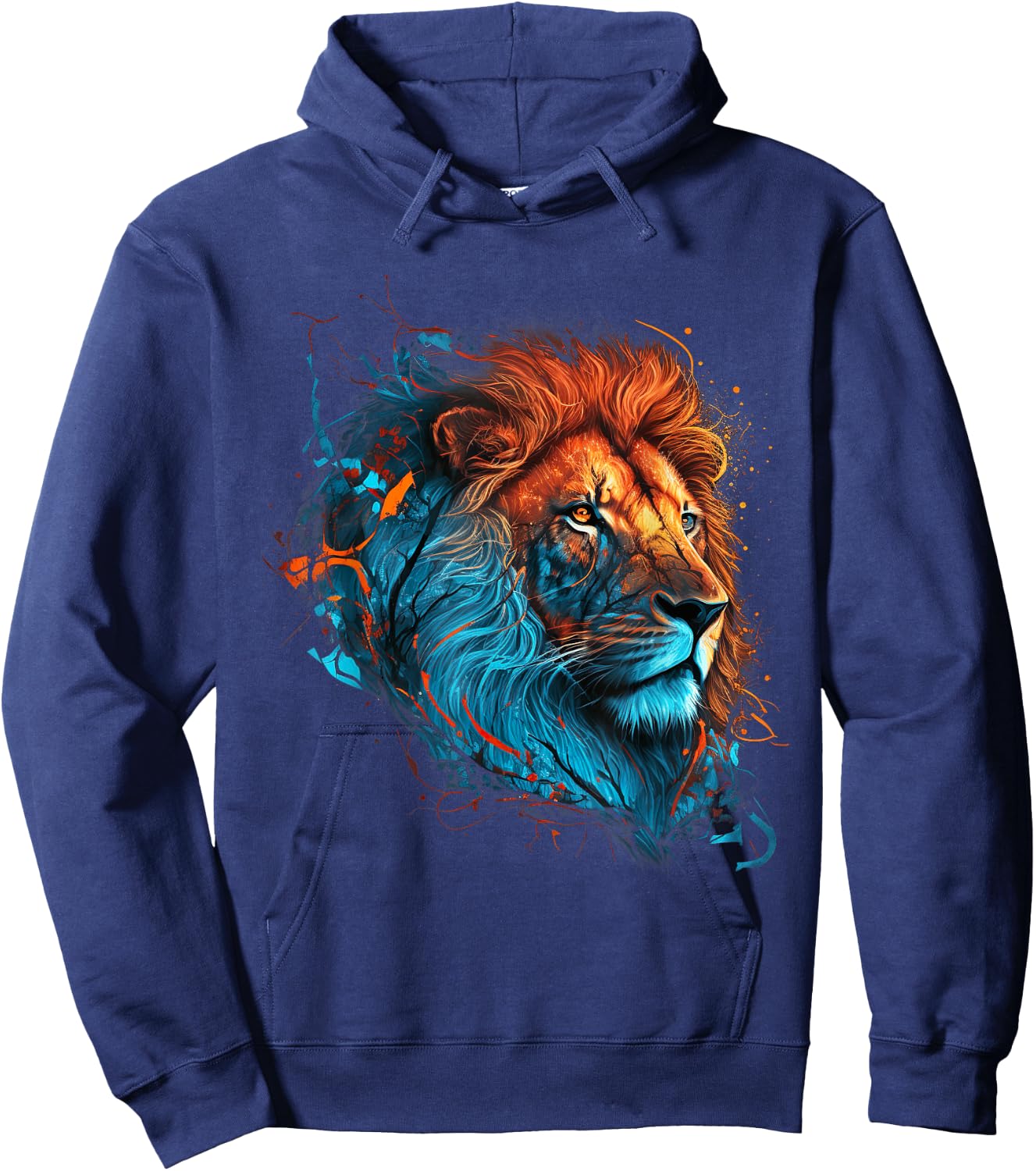 Roaring Colors - Lion Graphic Design with a Vibrant Twist Small Hoodie - Hoodie | Navy