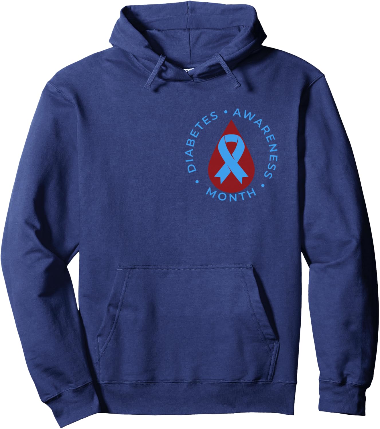 Diabetes Awareness Month Diabetic Blue Love Ribbon T1D T2D Hoodie - Hoodie | Navy