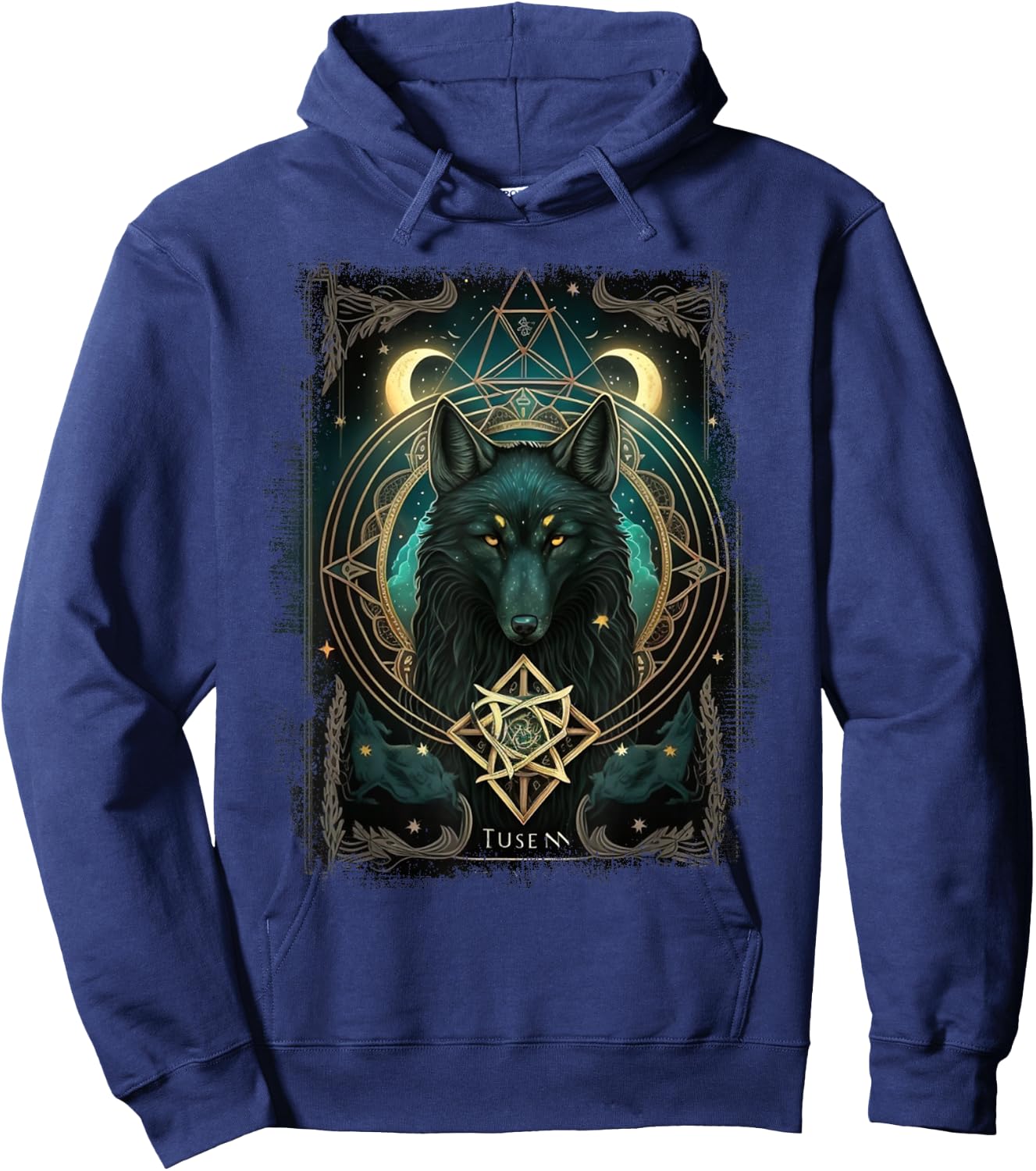 Occult Tarot Card, Gothic Wolf, Goth Dark Witchcraft Hoodie - Hoodie | Navy