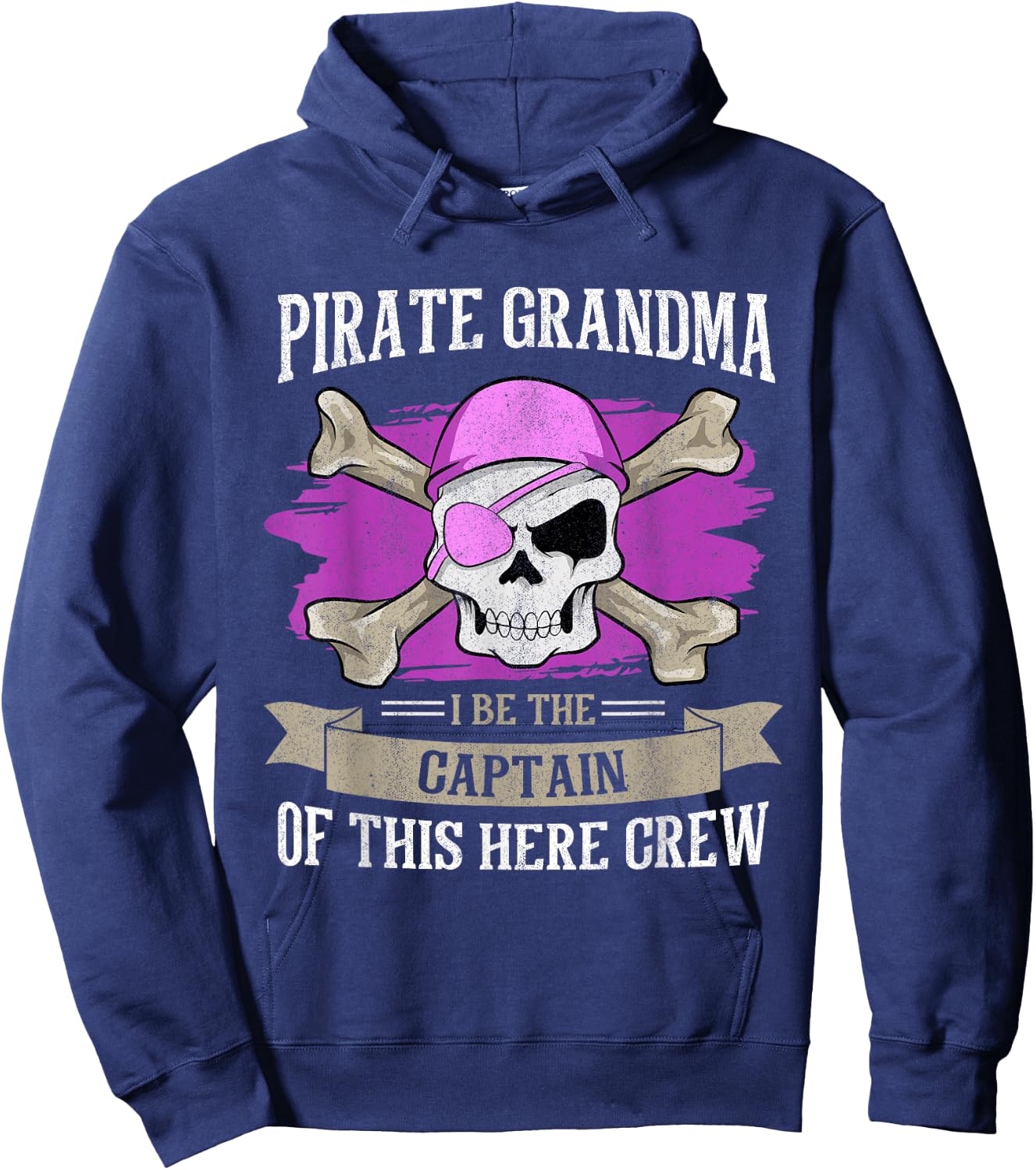 Pirate Grandma Caribbean Captain Grandmother Pirate , Black Hoodie - Hoodie | Navy