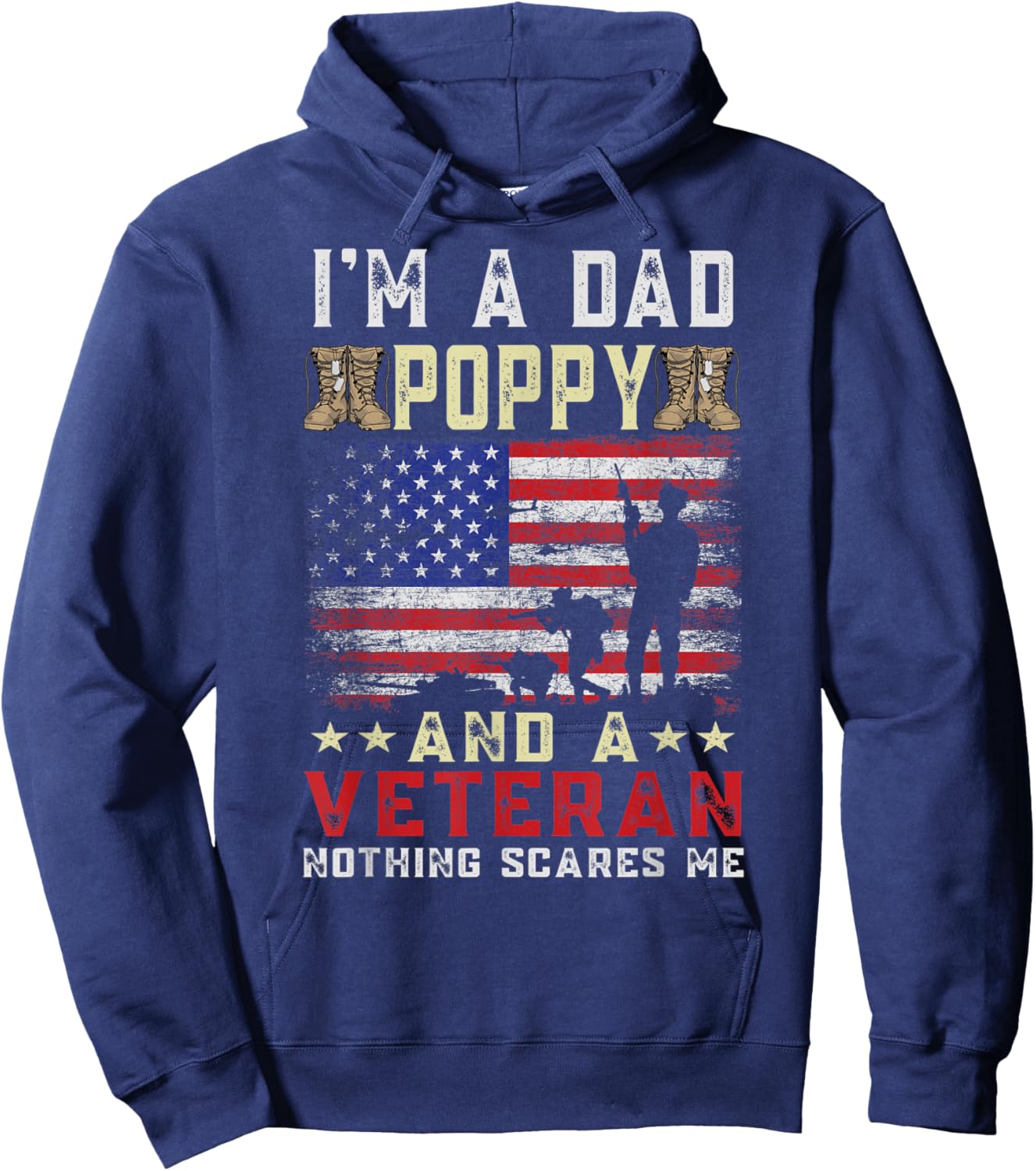 I'm A Dad Poppy and A Veteran American Flag Father's Day Hoodie - Hoodie | Navy