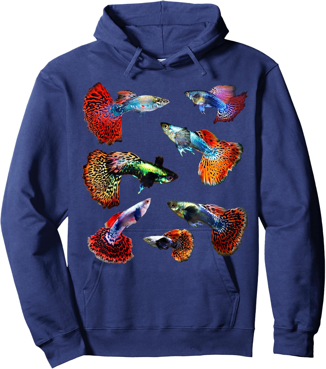 Aquarium Tropical Fish Guppies Co. Fancy Mosaic Guppy Fish Lover Forever Multicolor Graphic Hoodie - Hoodie | Navy