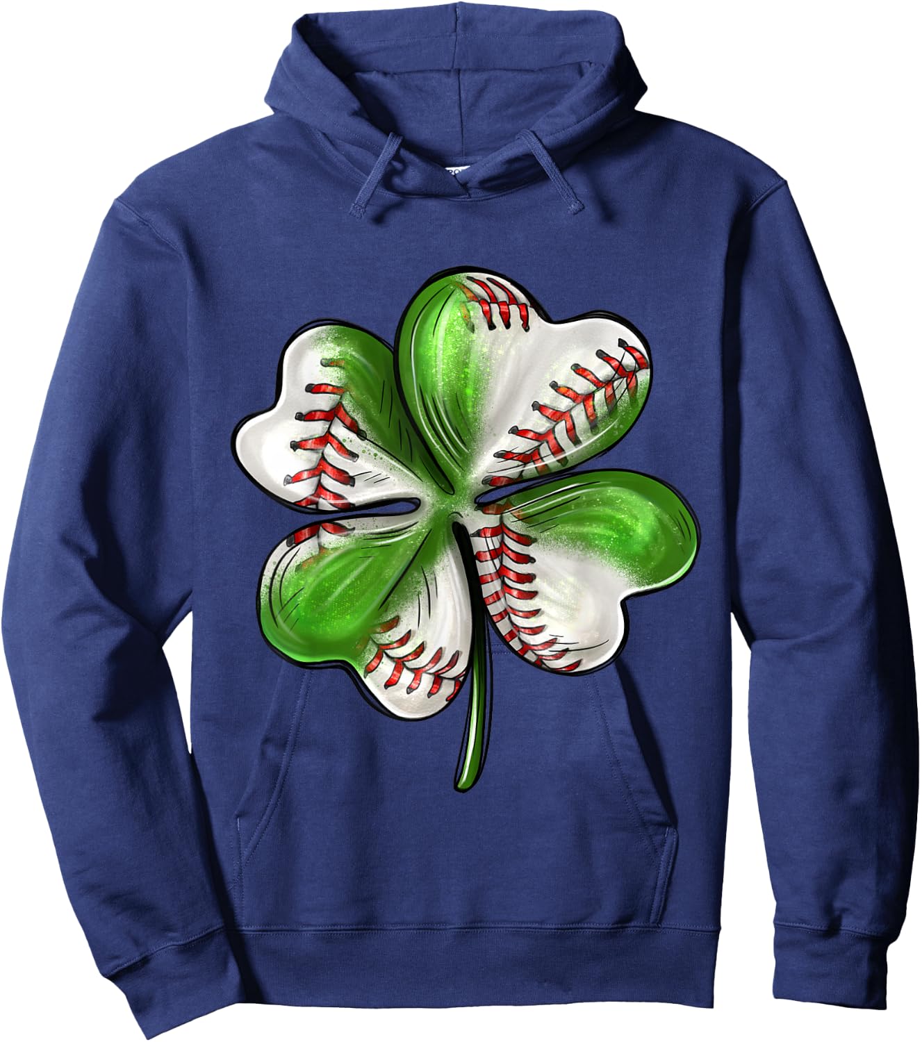 Baseball Shamrock St Patrick's Day Clover With Baseball Love Hoodie - Hoodie | Navy