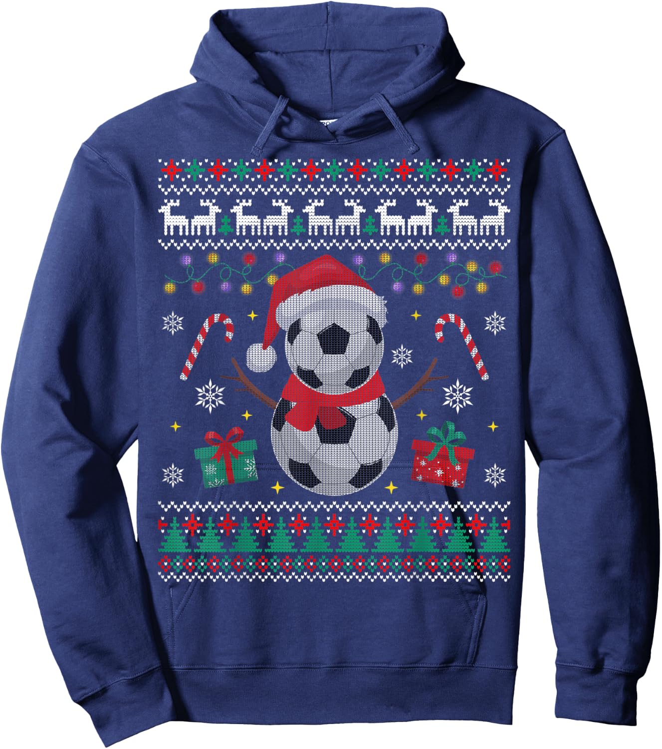 Funny USA Soccer Ugly Christmas Sweater Soccer Snowman Hoodie - Hoodie | Navy