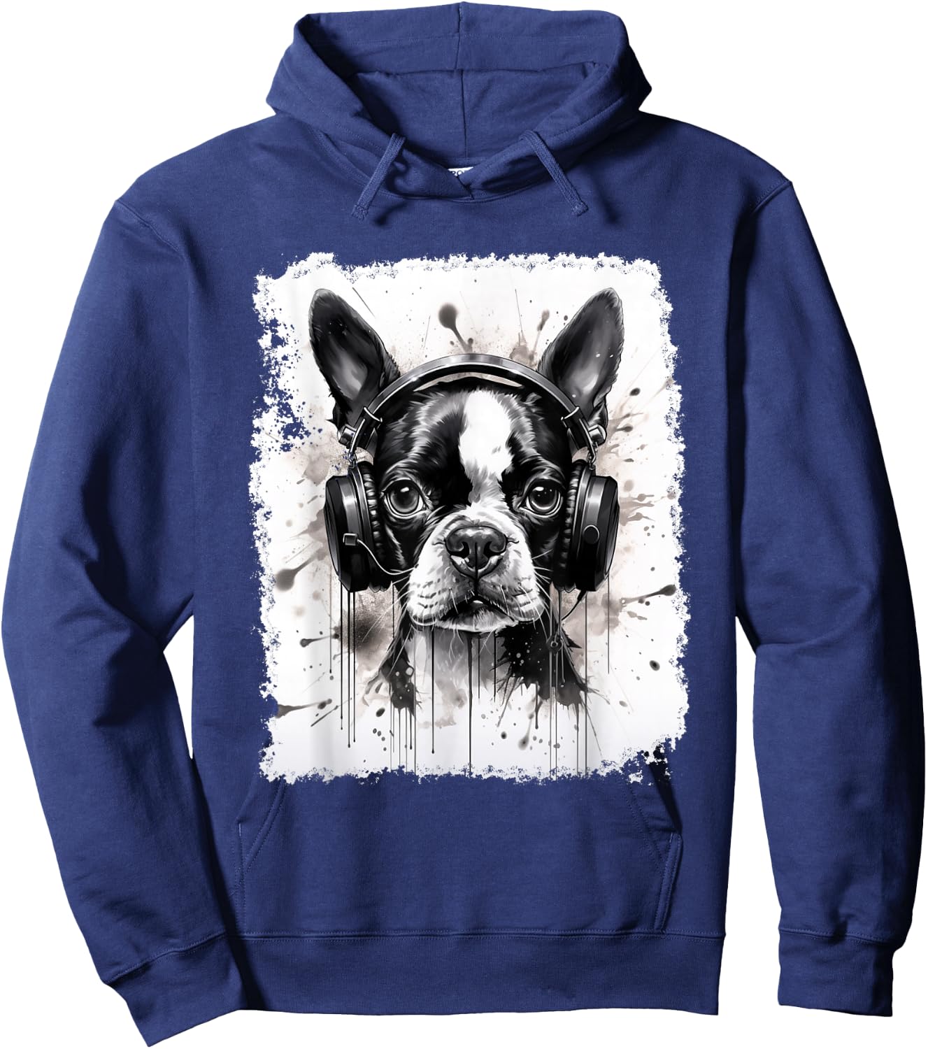 Dog Boston Terrier Music Hoodie - Hoodie | Navy
