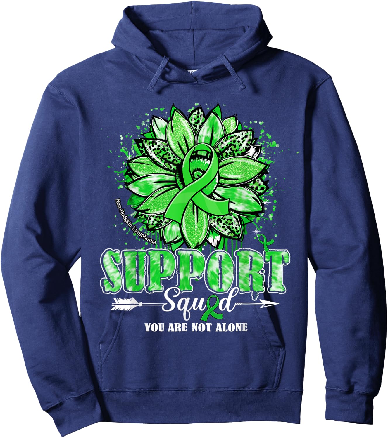 Sunflower Support Squad Non-Hodgkin Lymphoma Awareness Gifts Hoodie - Hoodie | Navy