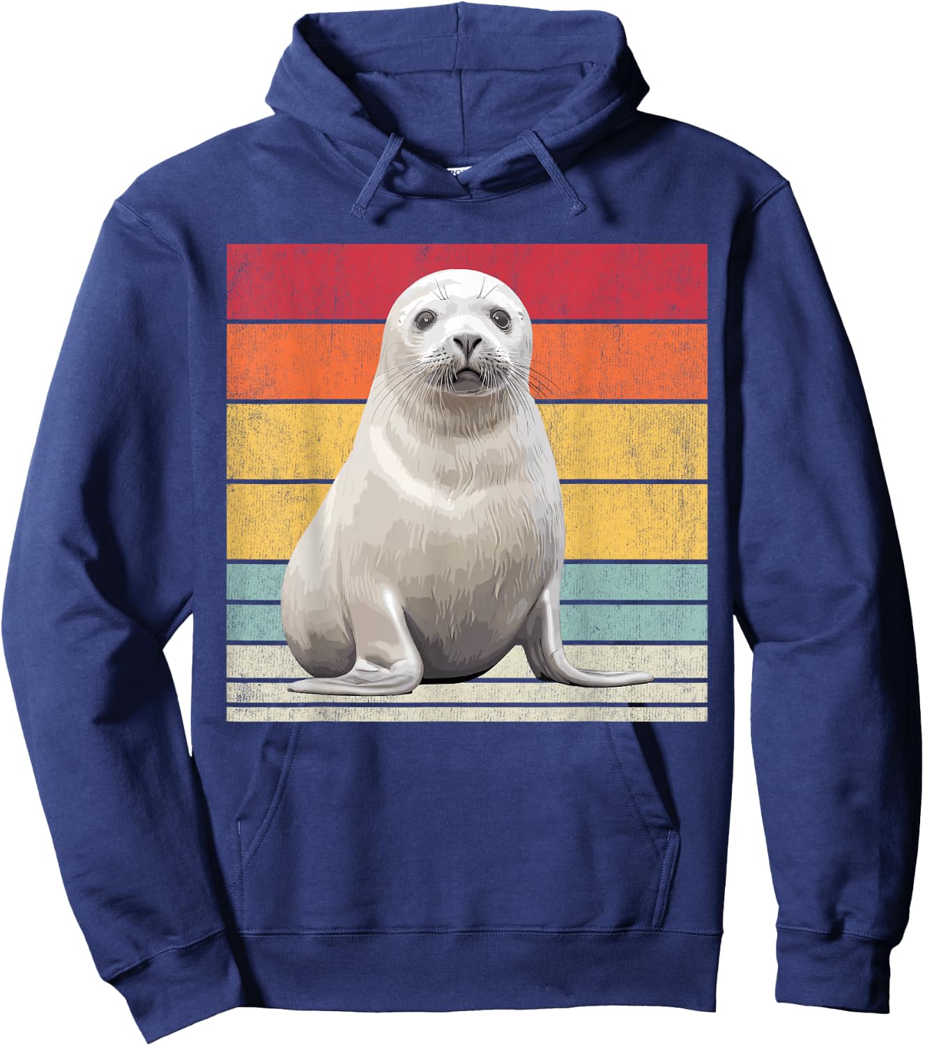 Harp Seal, Vintage Harp Seal Hoodie - Hoodie | Navy