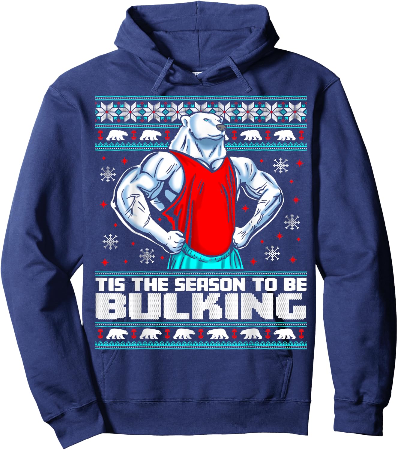Polar Bear Funny Christmas Workout Shirt Lifting Gym Sweater Hoodie - Hoodie | Navy