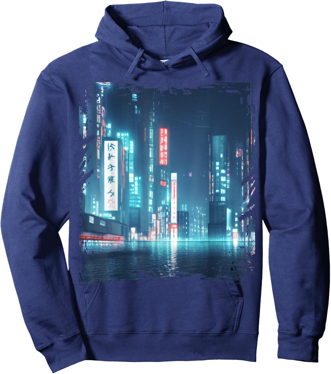 Japanese City Skyline Night Cityscape Sci Fi Tokyo Hoodie - Hoodie | Navy