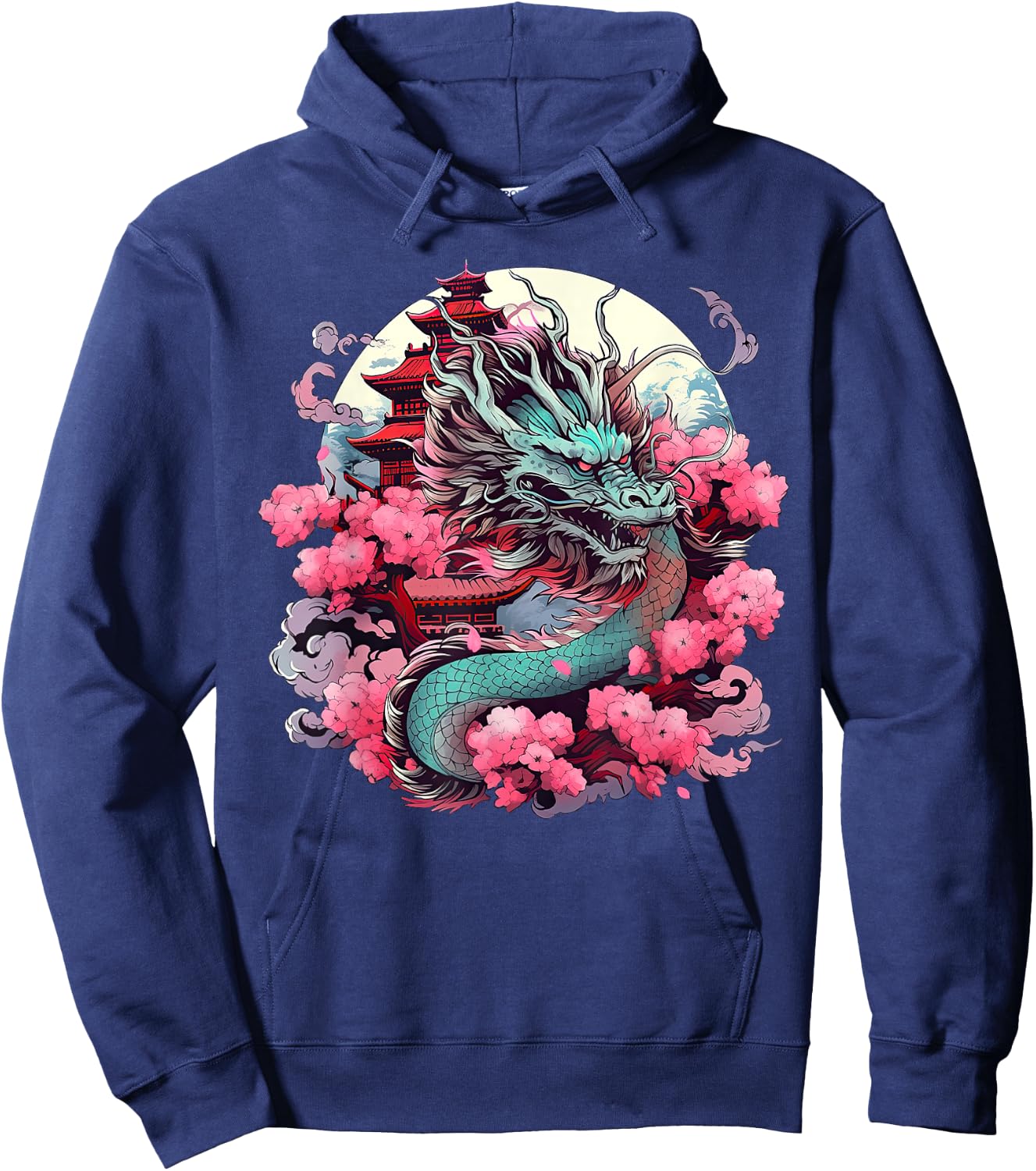 Tokyo Asian inspired vintage style 80s retro Japanese Dragon Hoodie - Hoodie | Navy