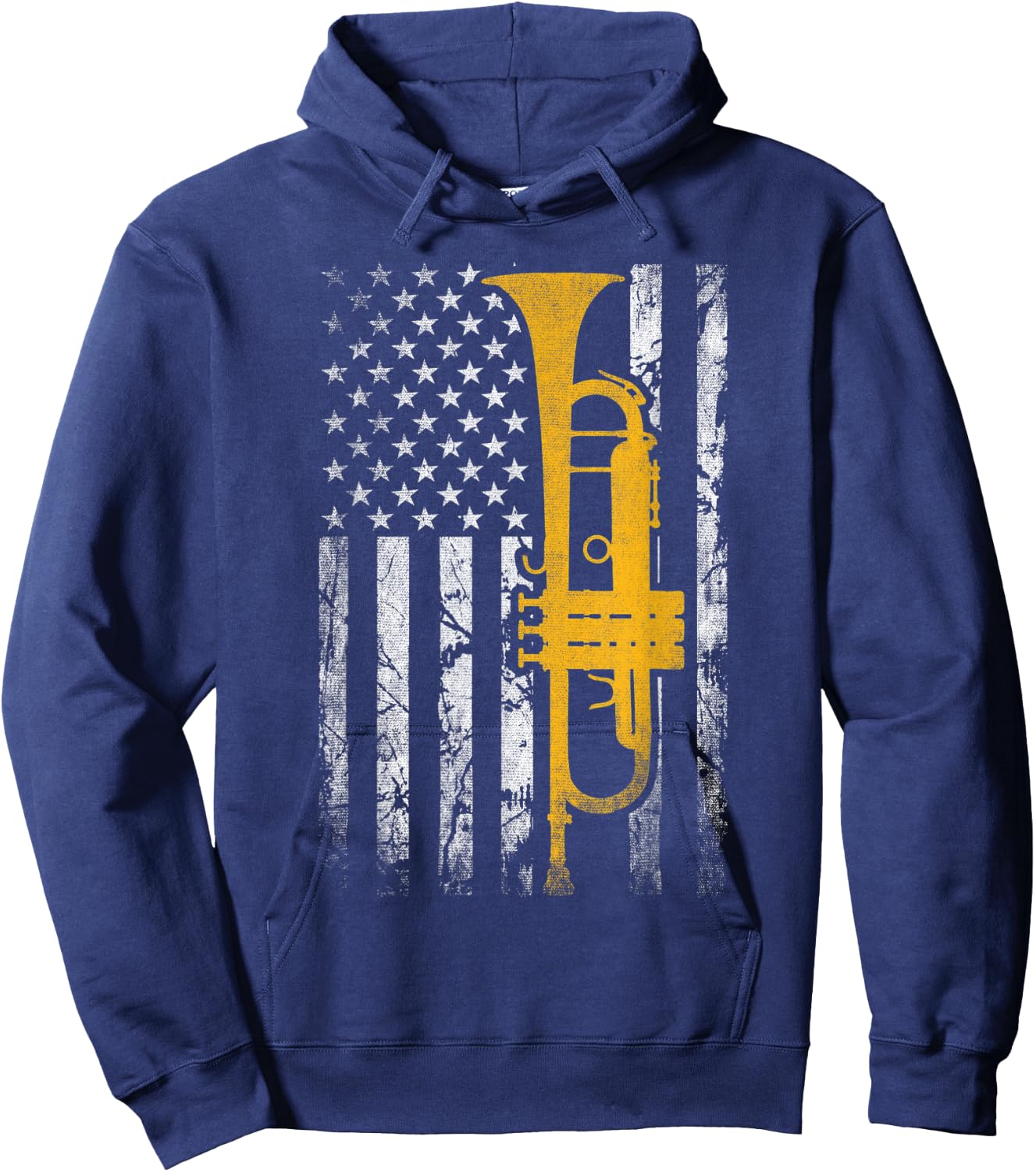 Trumpet American USA Flag Music Player Trumpet Player Jazz Hoodie - Hoodie | Navy