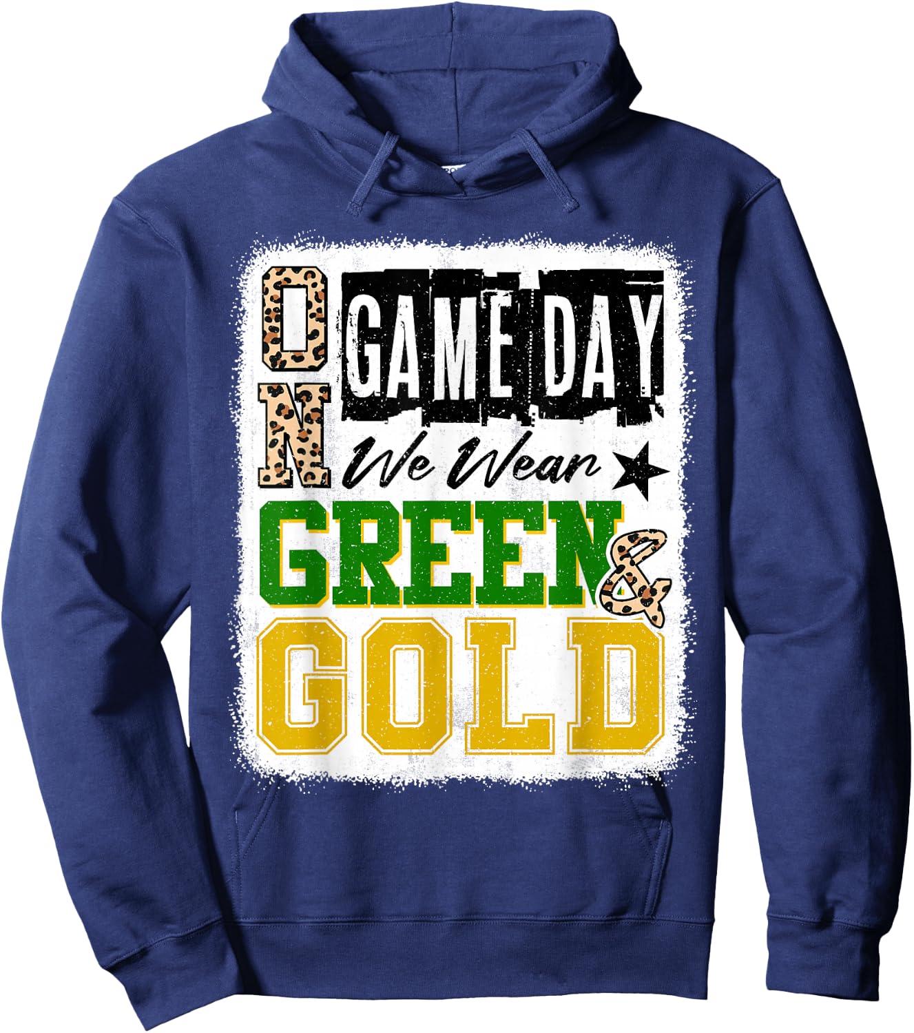 On Gameday Football We Wear Green And Gold School Spirit Hoodie - Hoodie | Navy