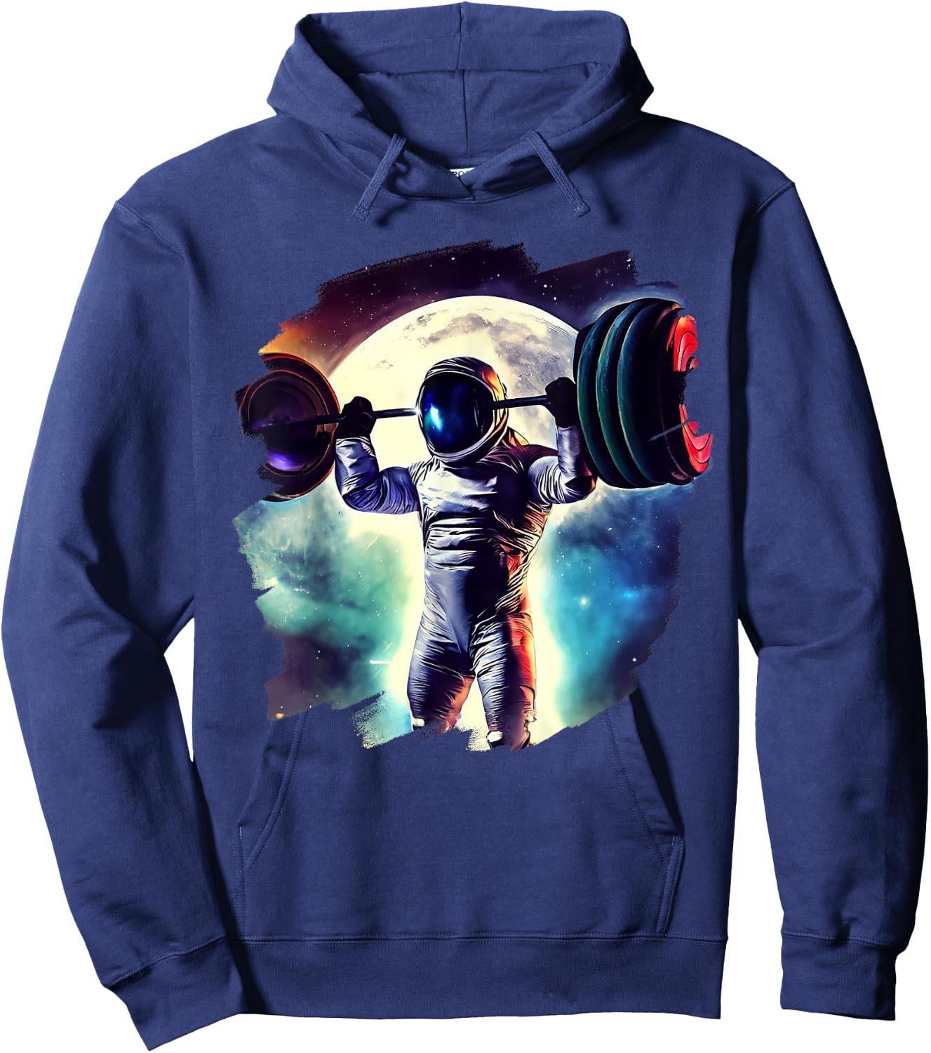Astronaut Lifting Weights in Outer Space Weightlifting Hoodie - Hoodie | Navy