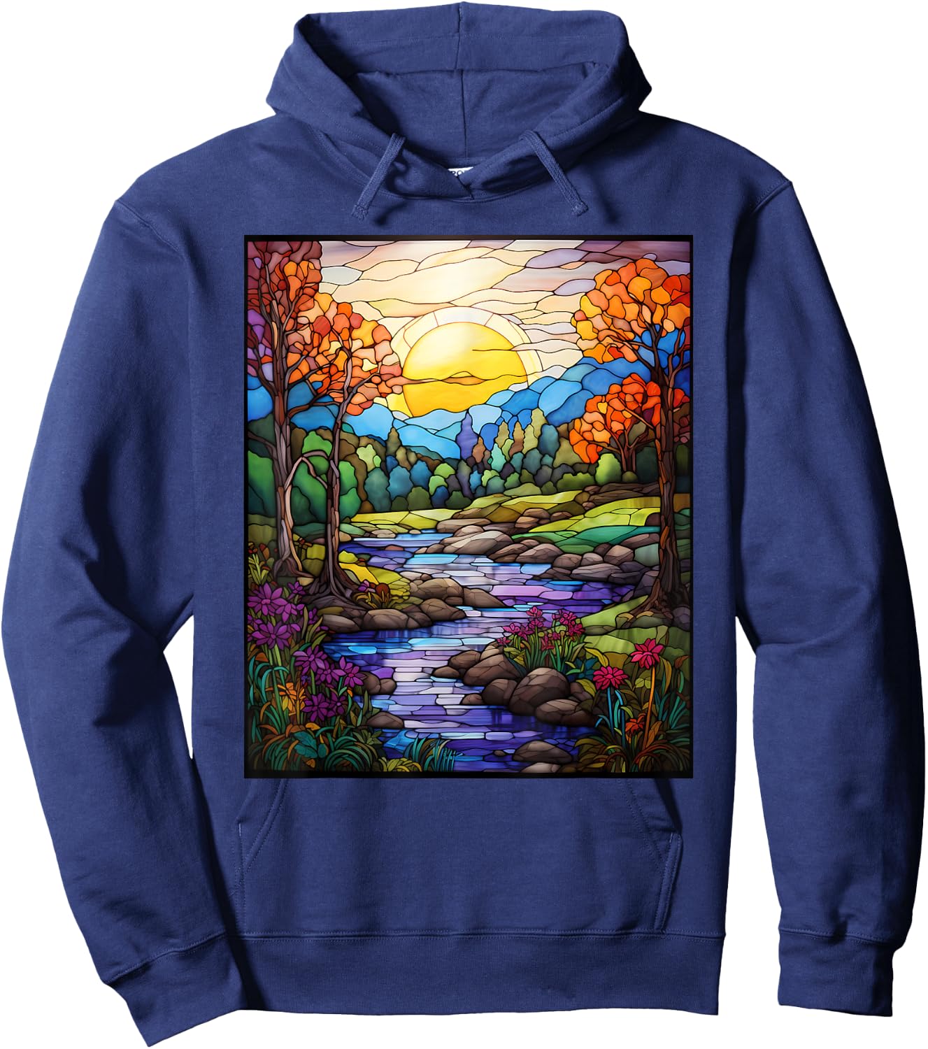 Stained Glass Style Shenandoah Valley Hoodie - Hoodie | Navy
