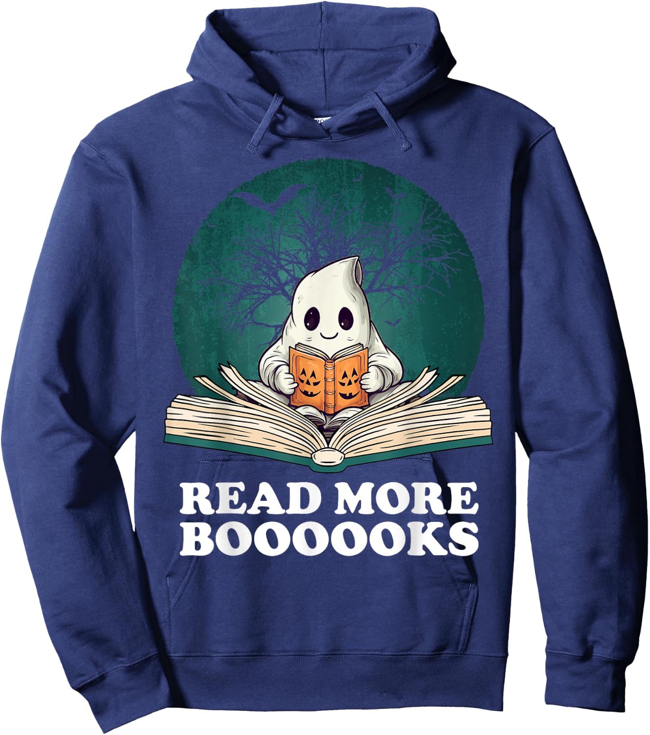 Read More Books Ghost Halloween Booooks Cute Boo read a book Hoodie - Hoodie | Navy