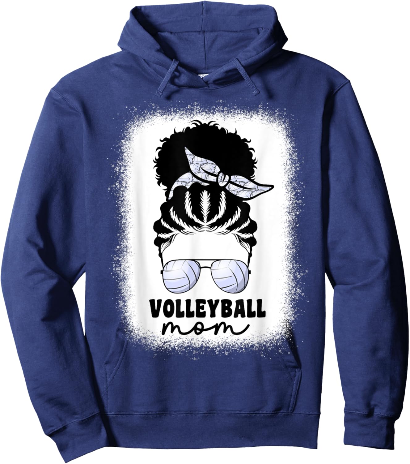 Black Afro Volleyball Mom Messy Bun Volleyball Mom Hoodie - Hoodie | Navy