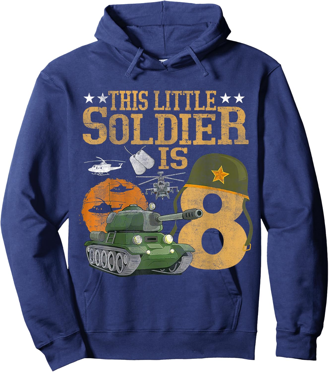 Birthday Military Themed Camo This Little Soldier Is 8 Boys Hoodie - Hoodie | Navy