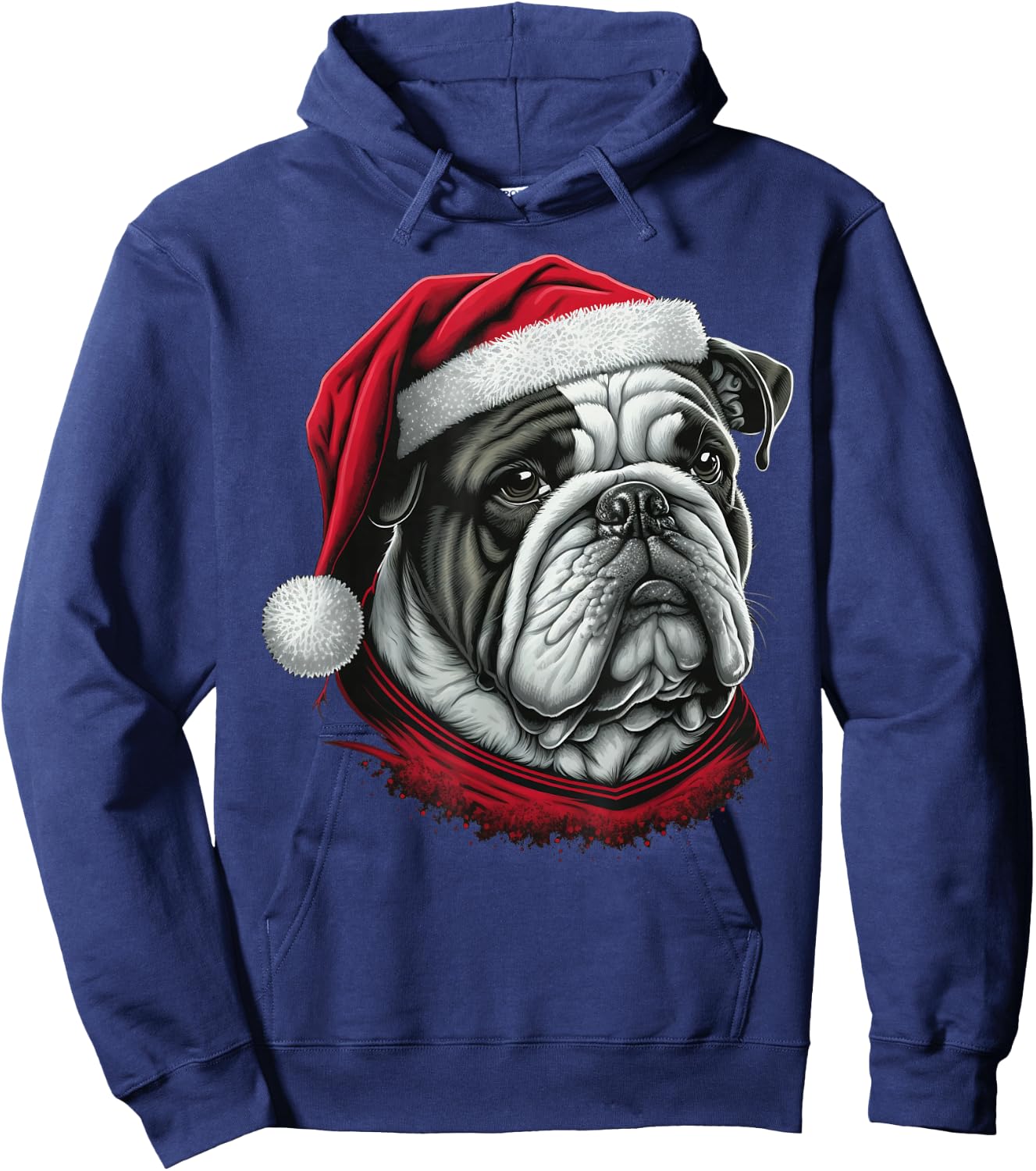 Xmas Bulldog Santa on Christmas Bulldog Men Women Kids Hoodie - Hoodie | Navy