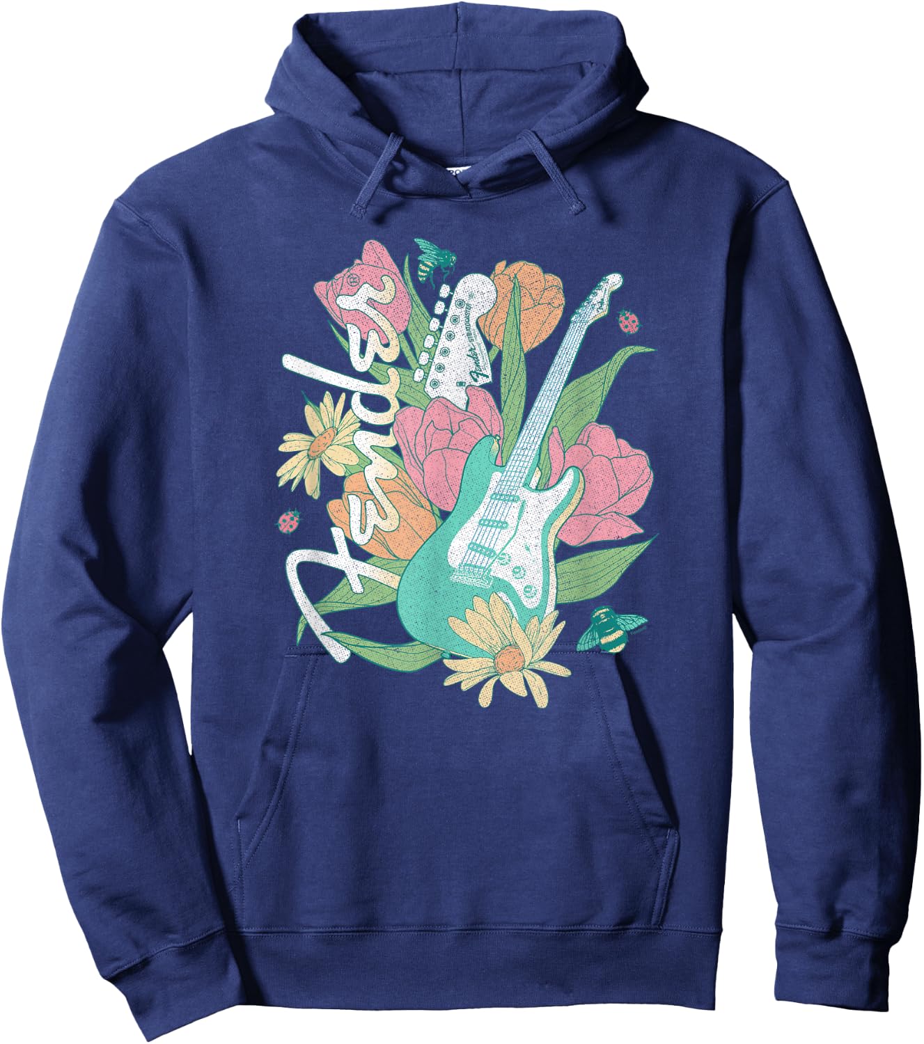 Fender Spring Time Guitar Vintage Bees And Flowers Poster Hoodie - Hoodie | Navy