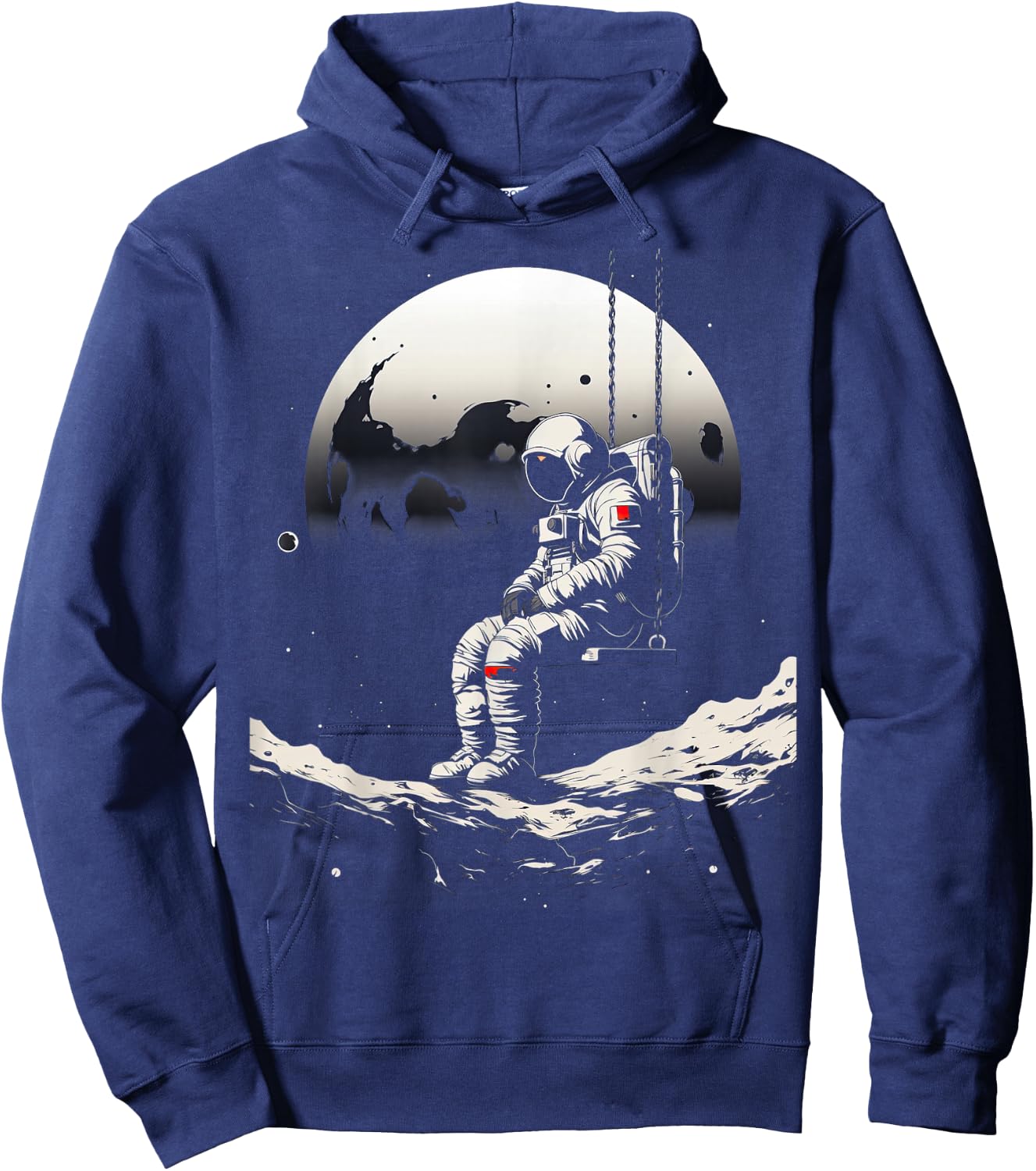 Astronaut Sitting on a Swing in Space Stars Moon Hoodie - Hoodie | Navy
